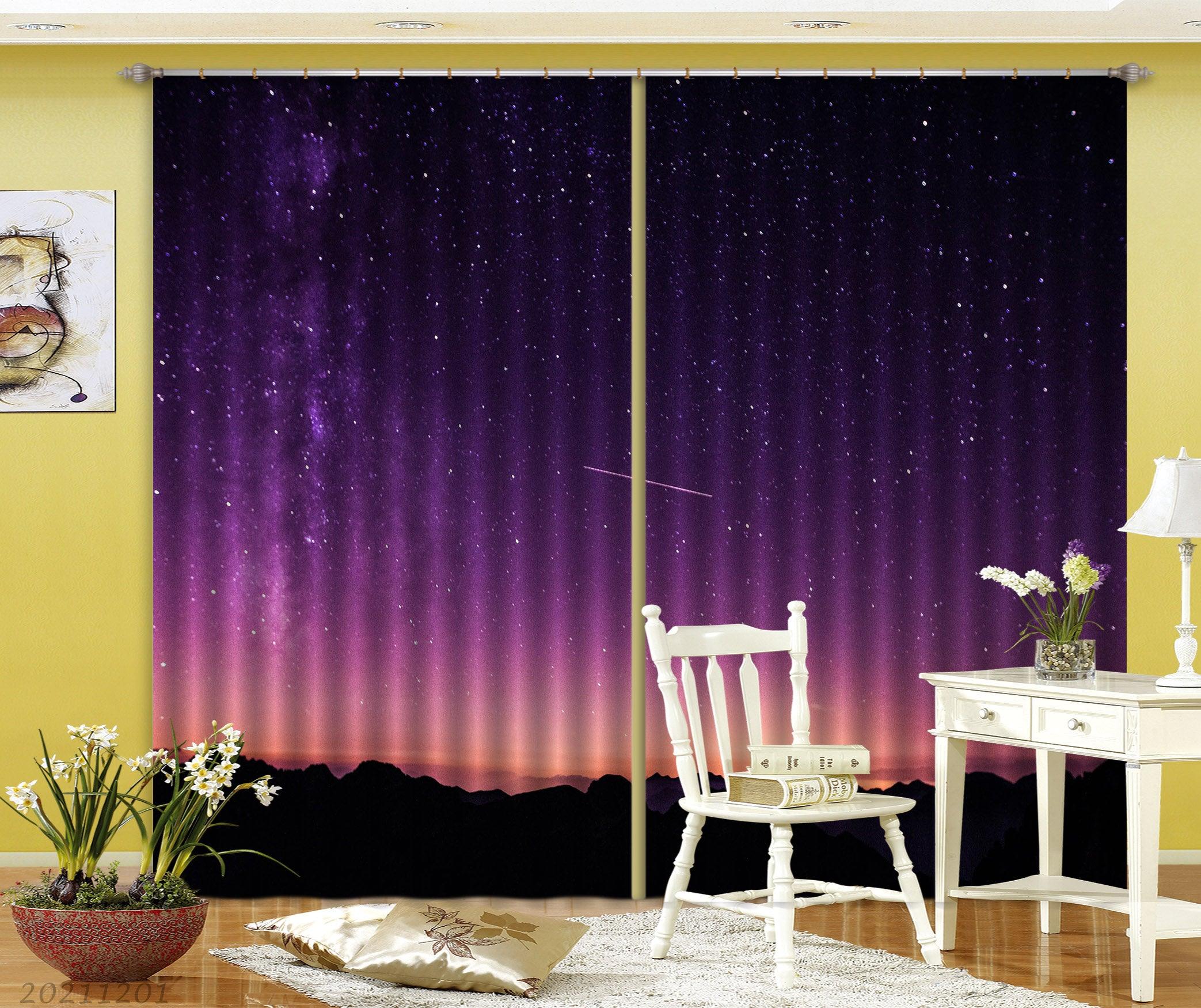 3D Landscape Stars Purple Curtains and Drapes LLL 10- Jess Art Decoration