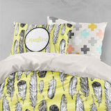 3D White Grey Feathers Quilt Cover Set Bedding Set Pillowcases 94- Jess Art Decoration