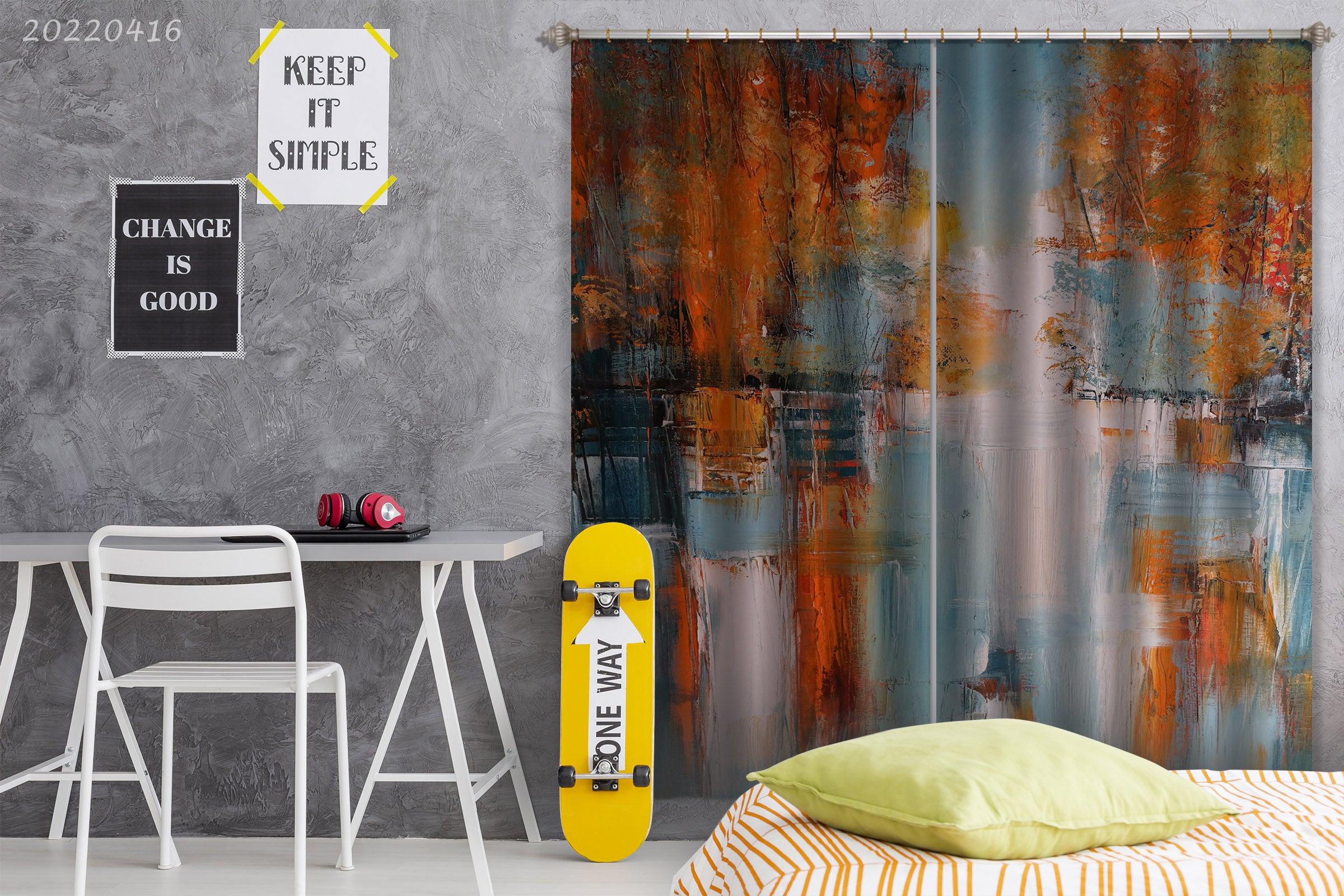 3D Woods Landscape Oil Painting Curtains and Drapes GD 4589- Jess Art Decoration