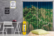 3D Abstract Green Hills Pattern Curtains and Drapes GD 2746- Jess Art Decoration