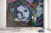 3D Brick Girl Face Graffiti Wall Mural Wallpaper 87- Jess Art Decoration