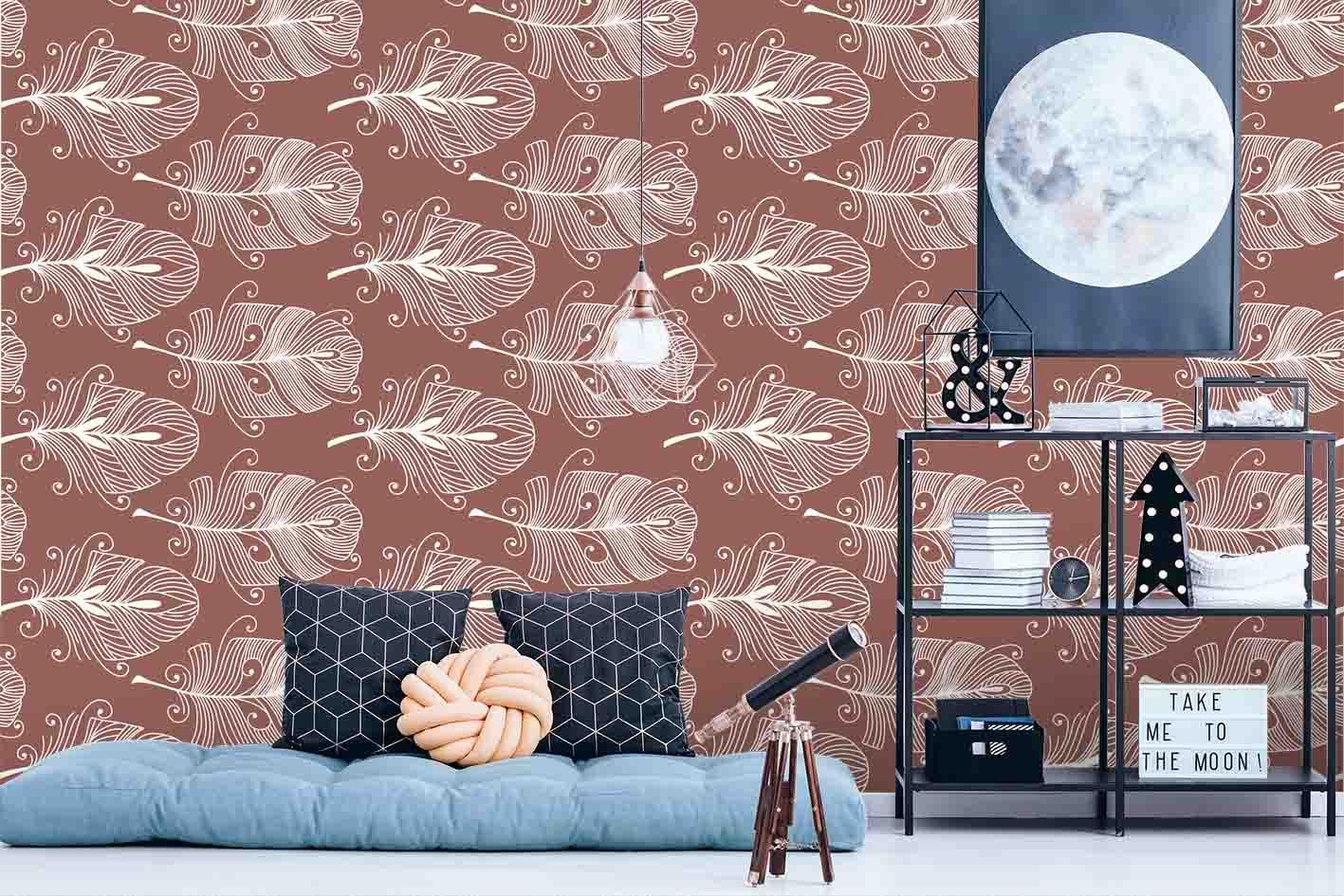 3D Vintage Feathers Wall Mural Wallpaper SF122- Jess Art Decoration