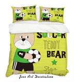 3D Cartoon Bear Football Quilt Cover Set Bedding Set Pillowcases 167- Jess Art Decoration