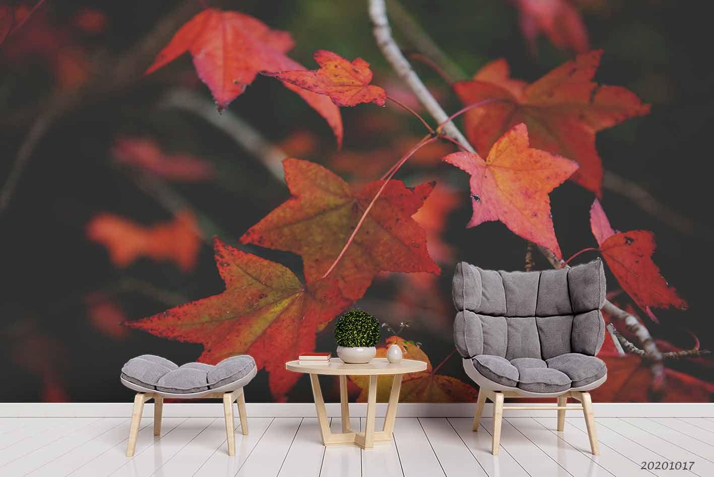3D Landscape Leaves Maple Leaf Wall Mural Wallpaper WJ 6254- Jess Art Decoration