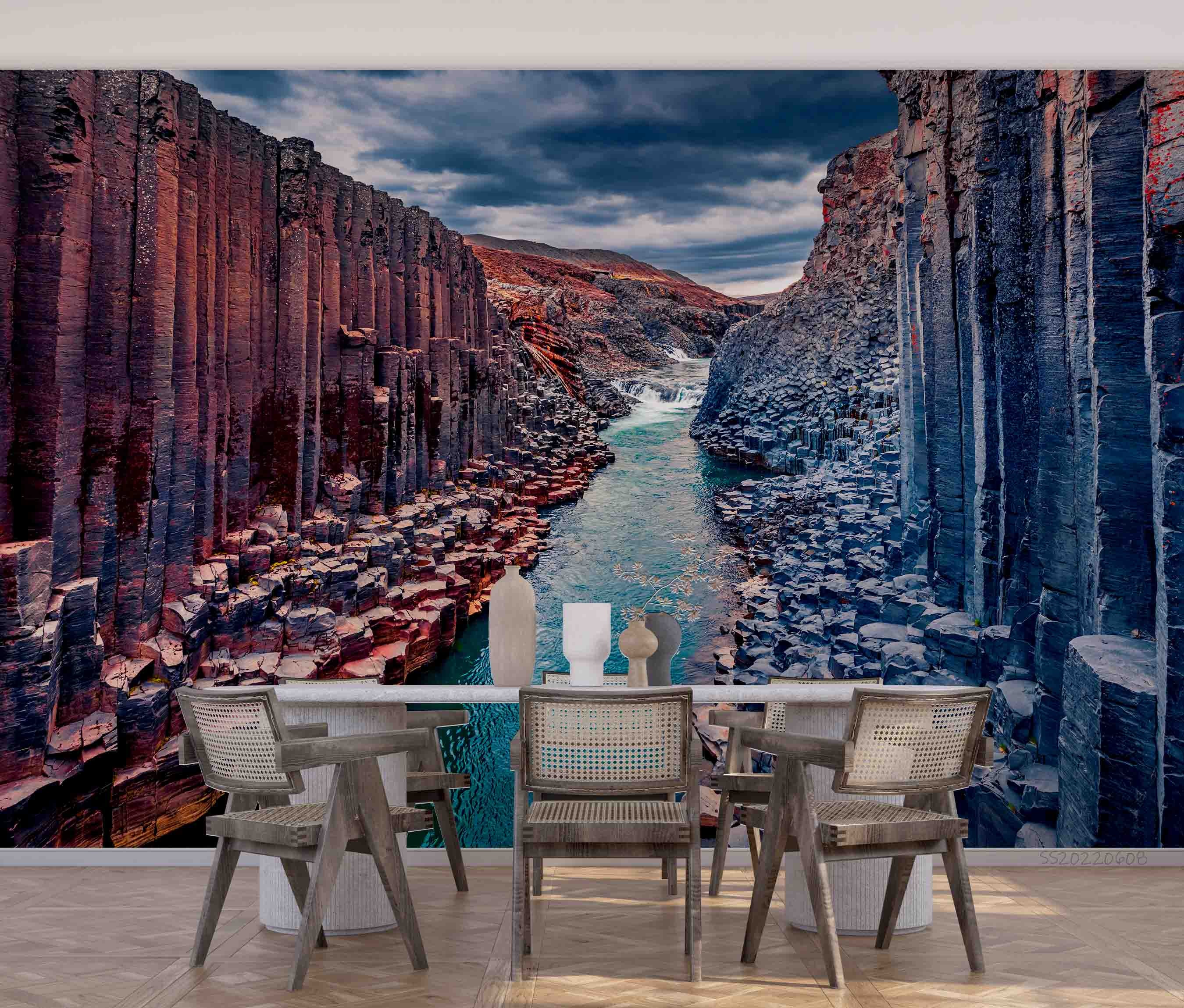 3D Summer Studlagil Canyon River Landscape Wall Mural Wallpaper GD 432- Jess Art Decoration