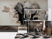 3D Brick Elephant Wall Mural Wallpaper sww 218- Jess Art Decoration