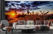 3D Gobi Desert Cactus Setting Sun Wall Mural Wallpaper SWW3062- Jess Art Decoration
