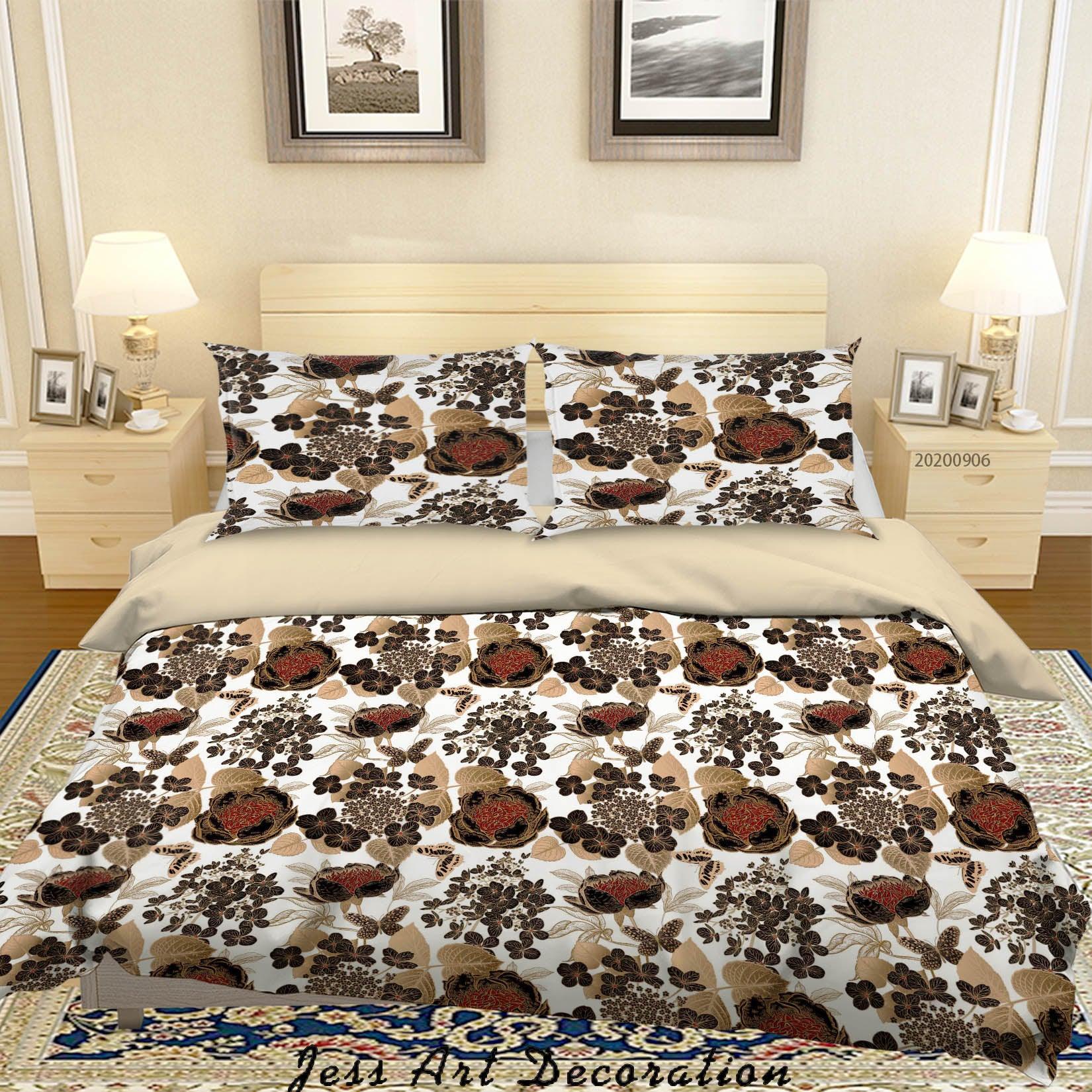 3D Vintage Leaves Floral Pattern Quilt Cover Set Bedding Set Duvet Cover Pillowcases WJ 3639- Jess Art Decoration