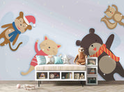 3D Cartoon Monkey Cat Bear Squirrel Animal Wall Mural Wallpaper LXL- Jess Art Decoration