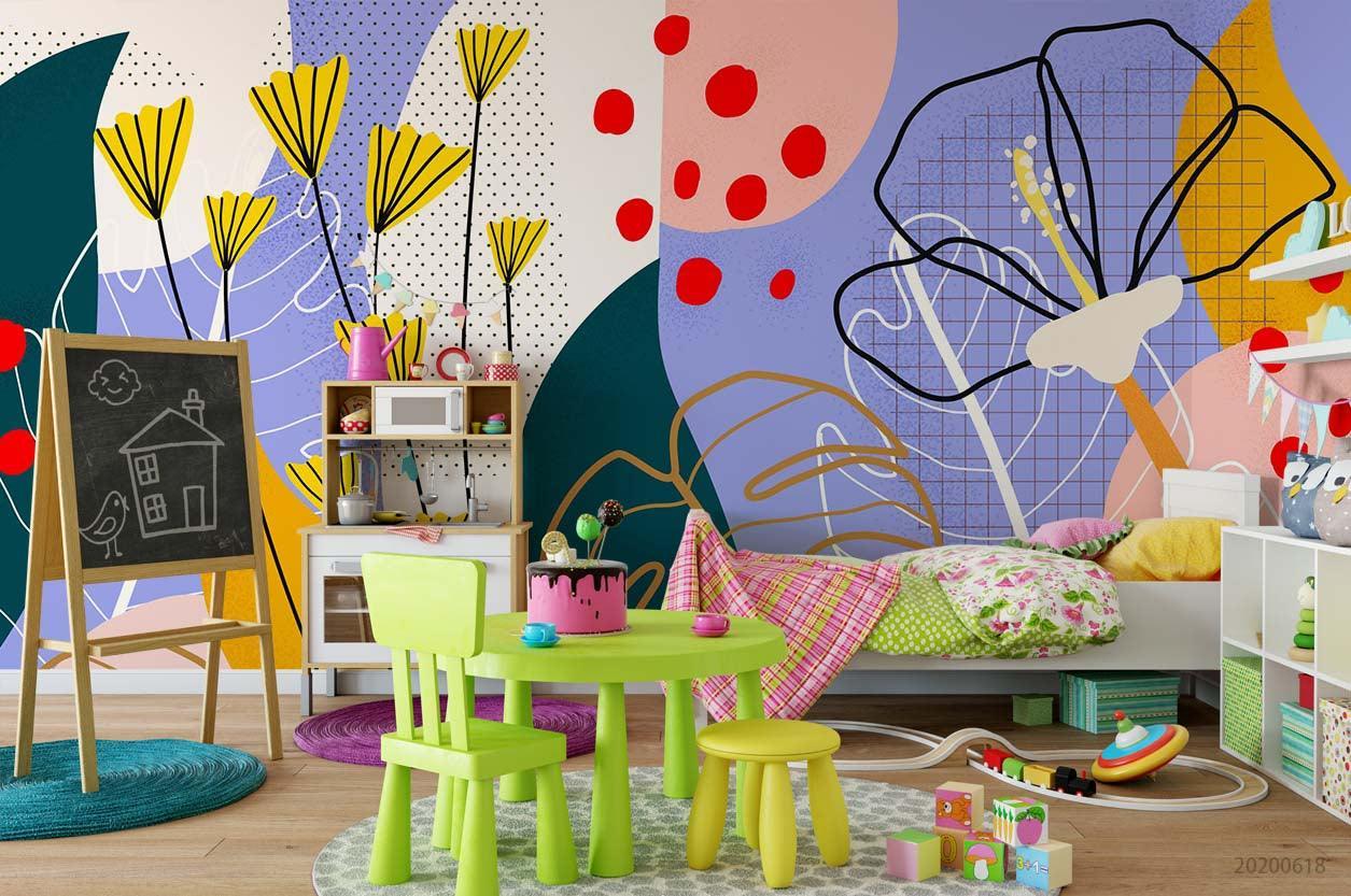 3D Abstract Colored Leaves Wall Mural Wallpaper A140 LQH- Jess Art Decoration