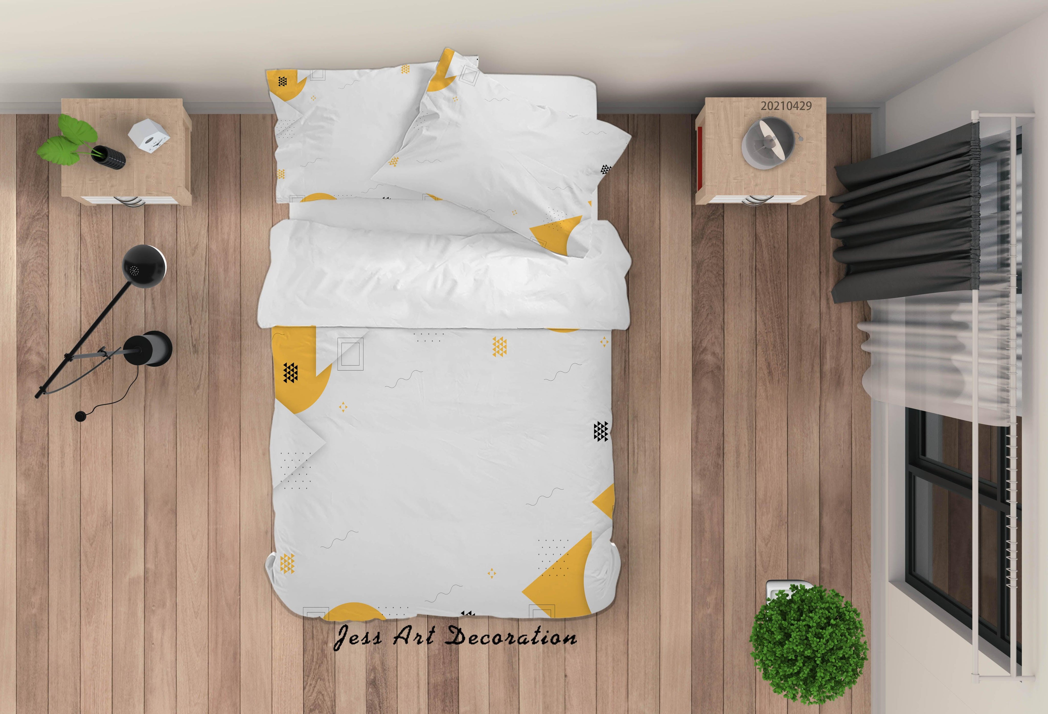 3D Abstract Golden Geometry Quilt Cover Set Bedding Set Duvet Cover Pillowcases 223- Jess Art Decoration