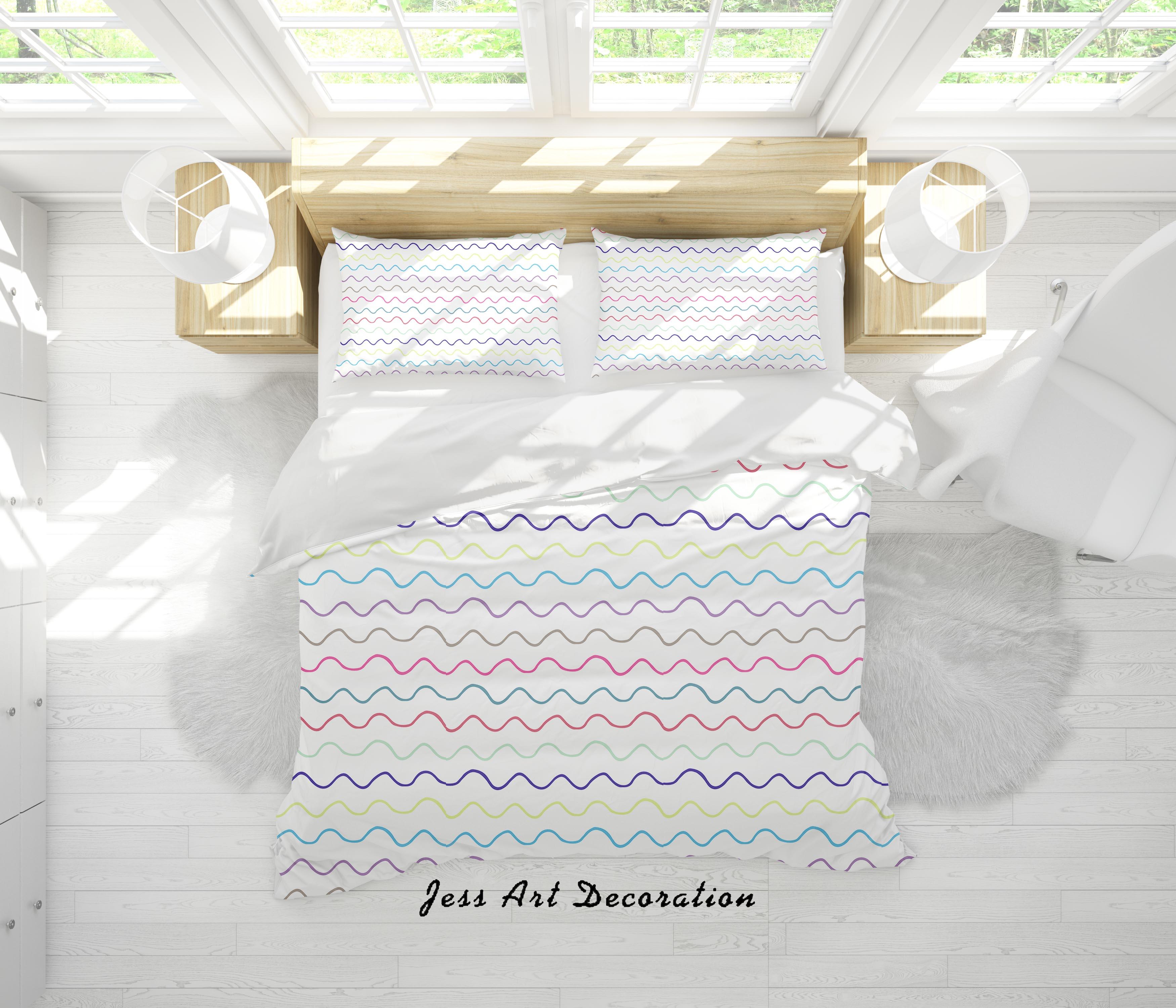 3D Wave Wavy Line Quilt Cover Set Bedding Set Duvet Cover Pillowcases SF1- Jess Art Decoration