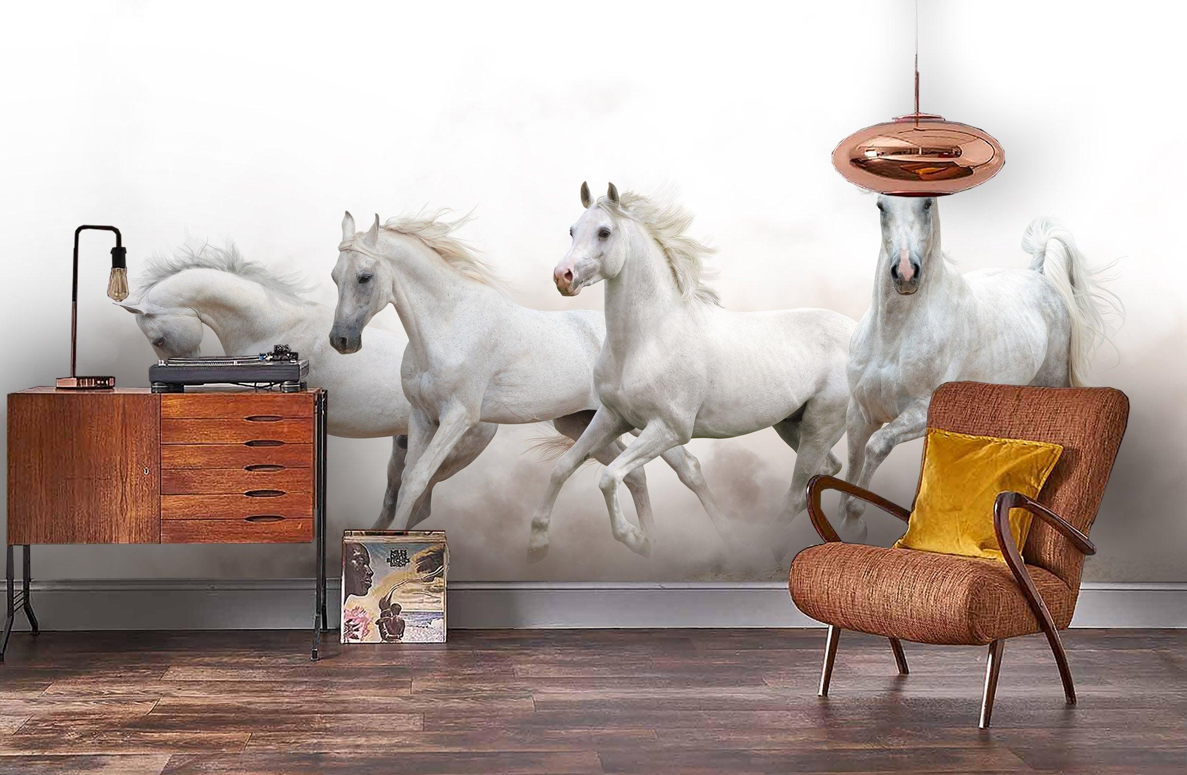 3D White Horse Galloping Wall Mural Wallpaper 46- Jess Art Decoration