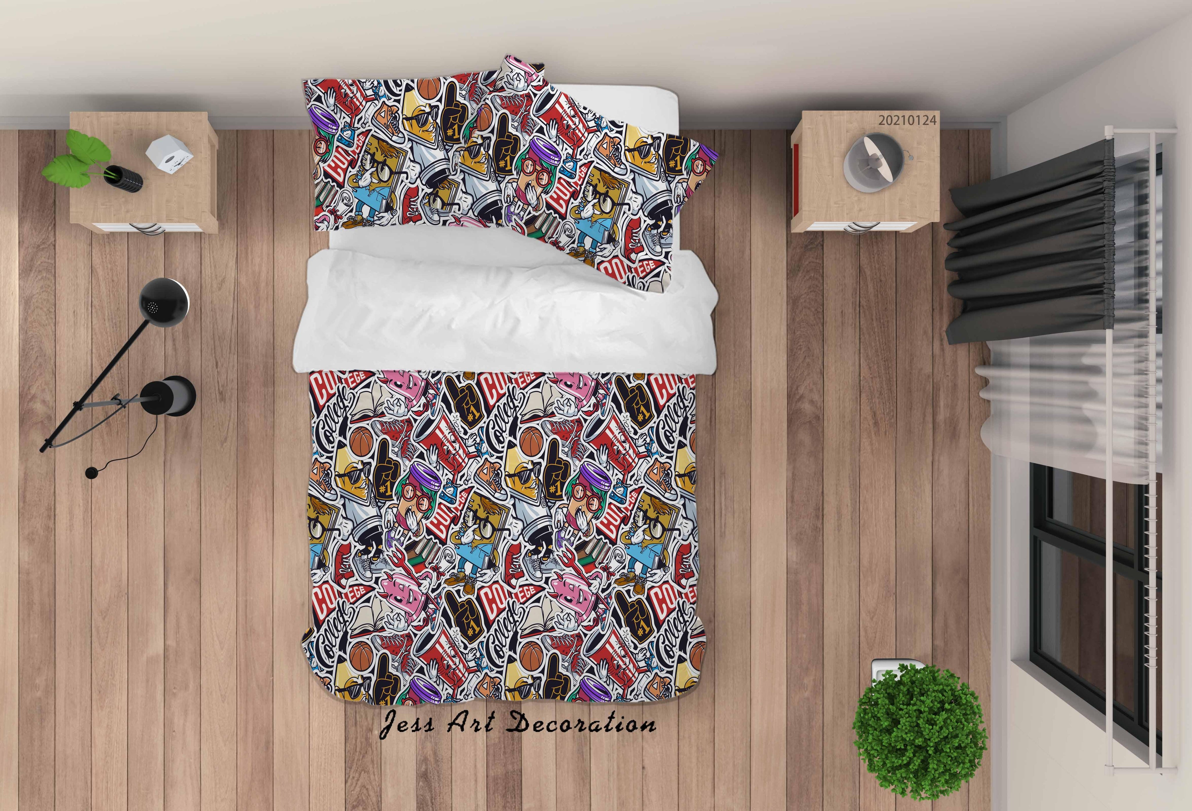 3D Abstract Color Graffiti Quilt Cover Set Bedding Set Duvet Cover Pillowcases 224- Jess Art Decoration