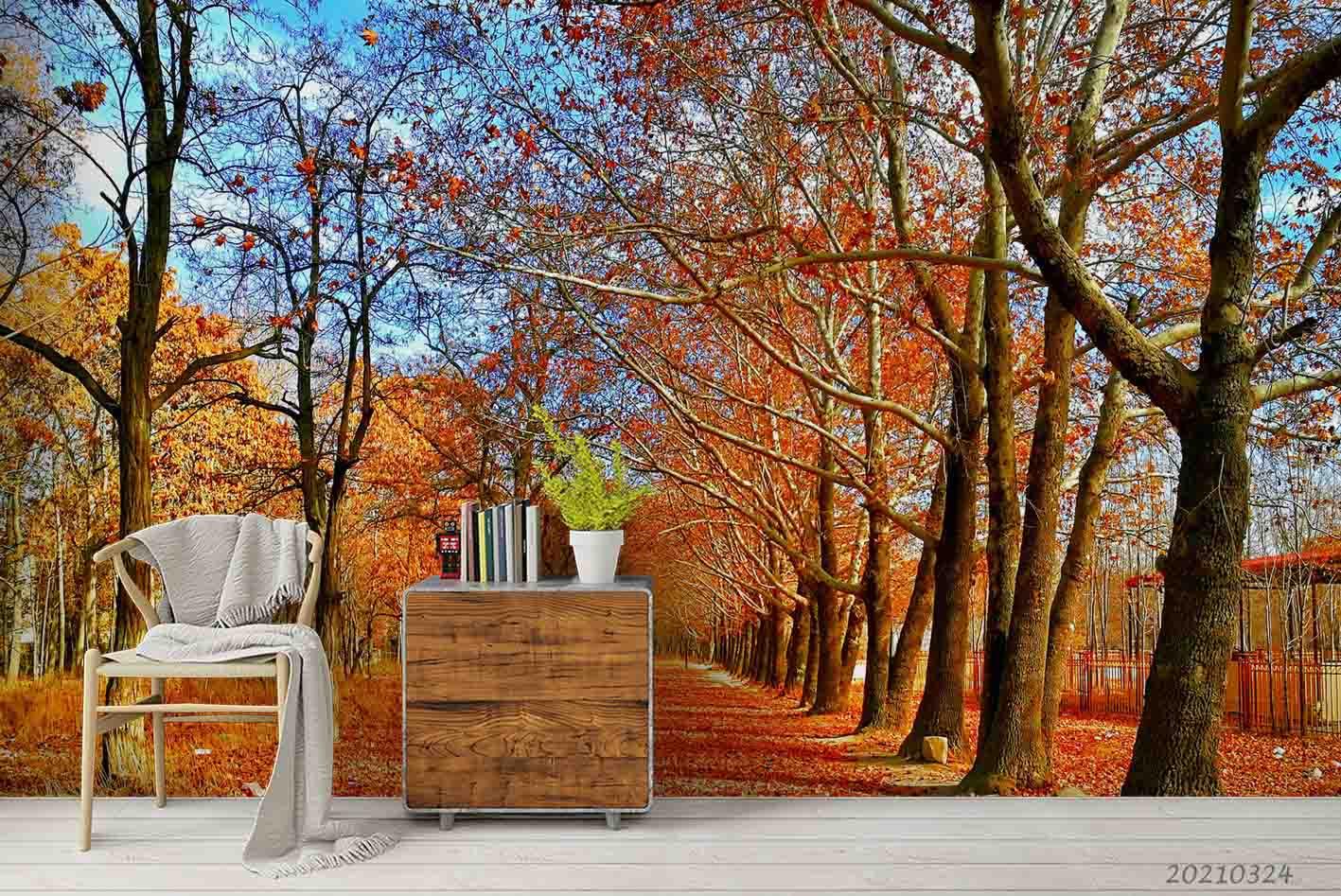3D Autumn Forest Nature Landscape Wall Mural Wallpaper LQH 351- Jess Art Decoration