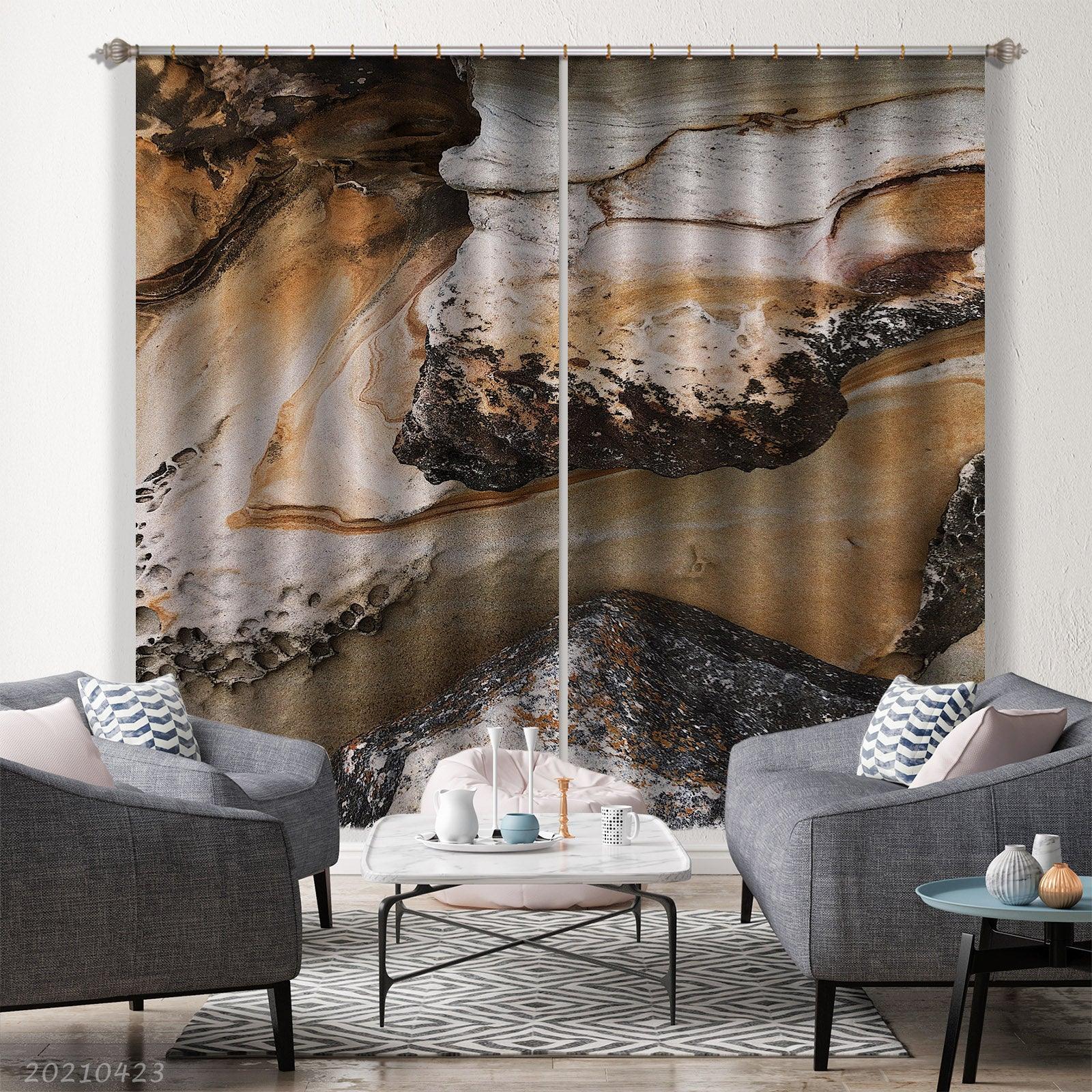 3D Abstract Aerial View Mountain Pattern Curtains and Drapes GD 1364- Jess Art Decoration