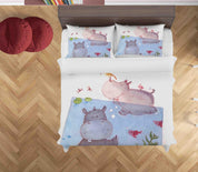 3D Hippopotamus Bird Fish Dragonfly Quilt Cover Set Bedding Set Duvet Cover Pillowcases SF029- Jess Art Decoration