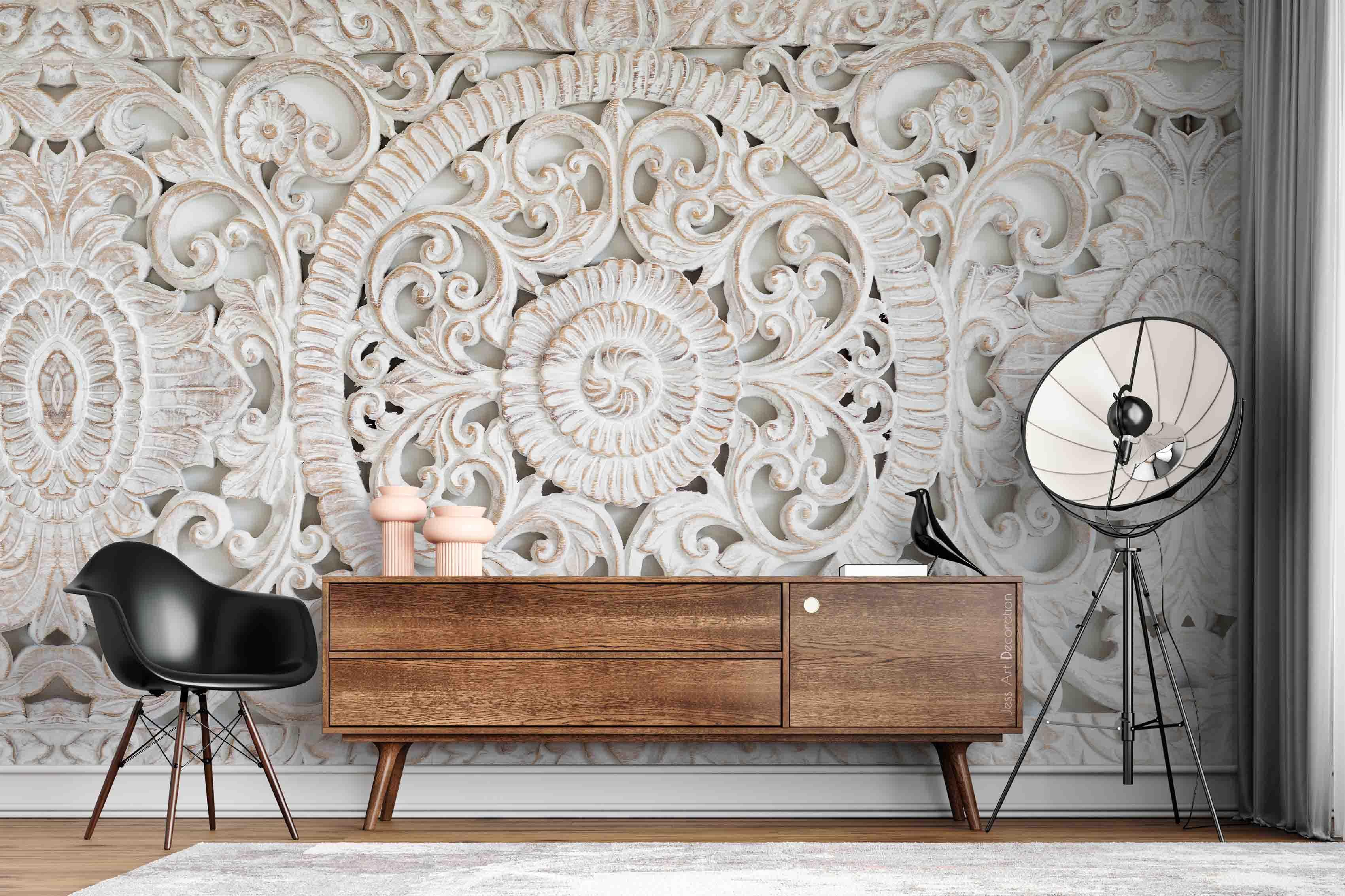 3D Gypsum Relief Floral Wall Mural Wallpaper sww  52- Jess Art Decoration