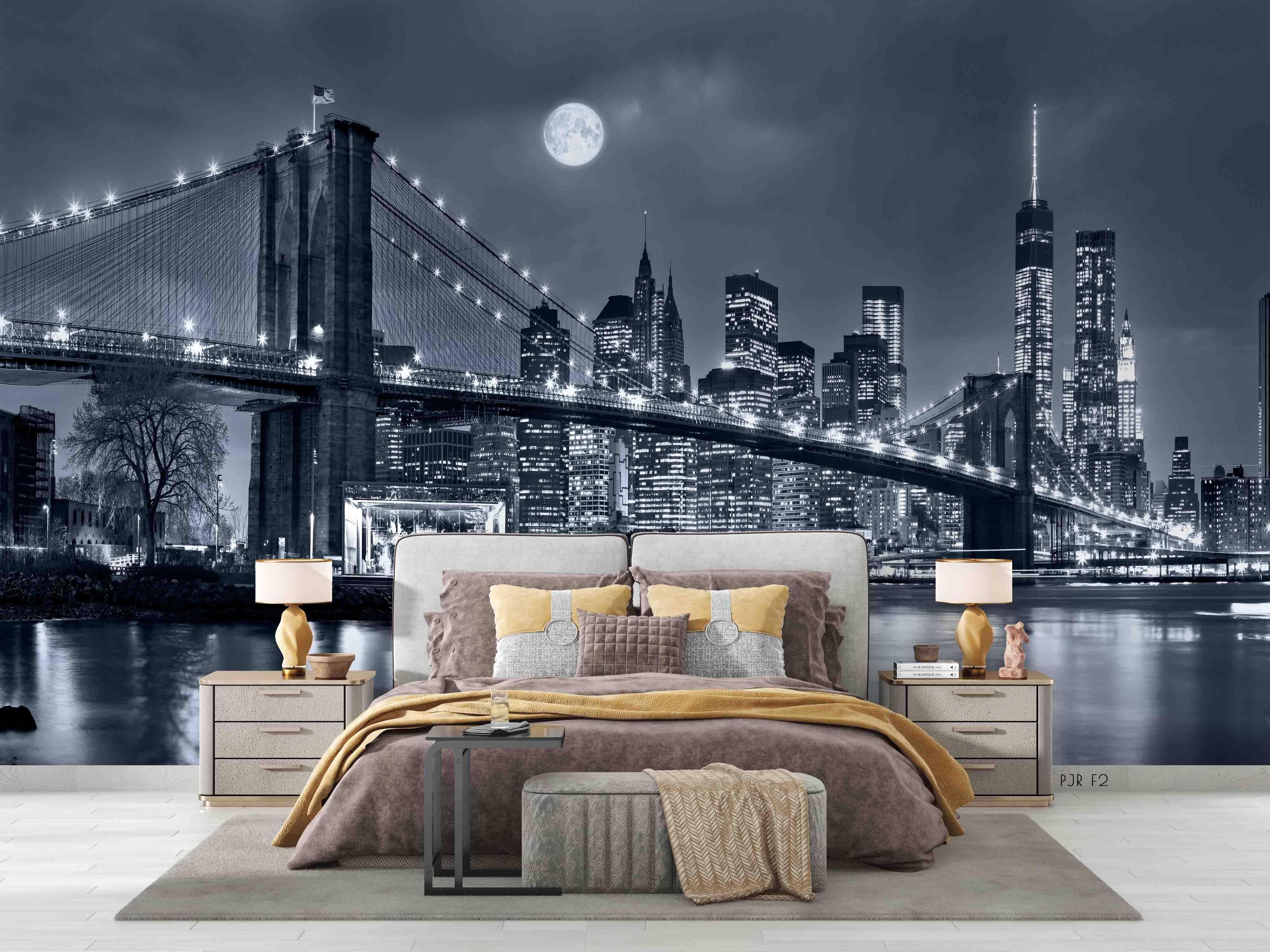3D Morden City Bridge Moon Wall Mural Wallpaper WJ 2107- Jess Art Decoration