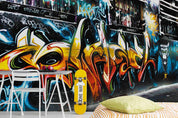 Graffiti Alphabet Orangutan Wallpaper typography graffiti wall mural for teen room or studio