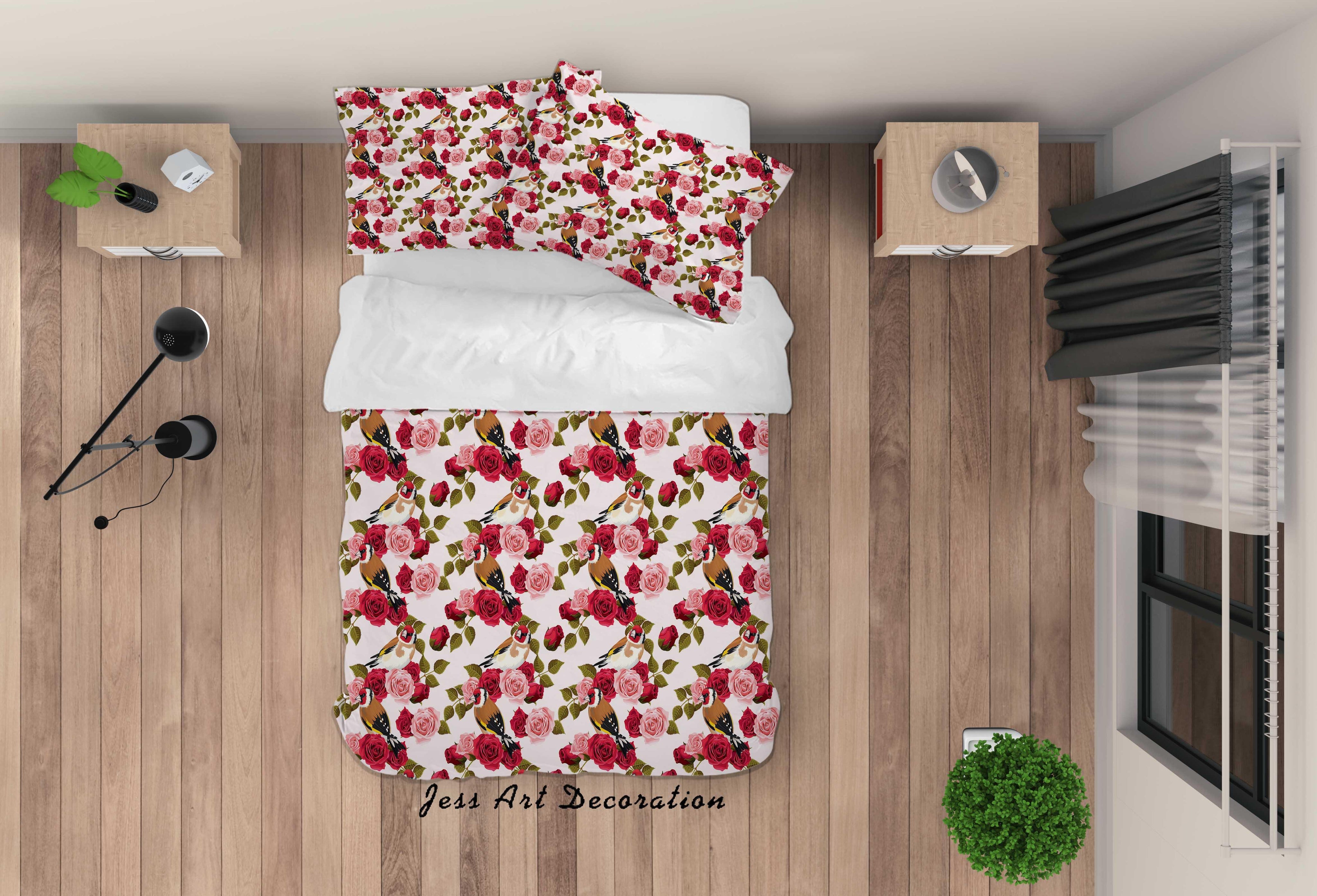 3D Red Pink Rose Floral Quilt Cover Set Bedding Set Duvet Cover Pillowcases SF09- Jess Art Decoration