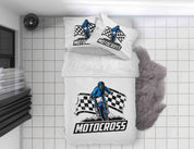3D Motocross Championship White Quilt Cover Set Bedding Set Pillowcases LQH A045- Jess Art Decoration
