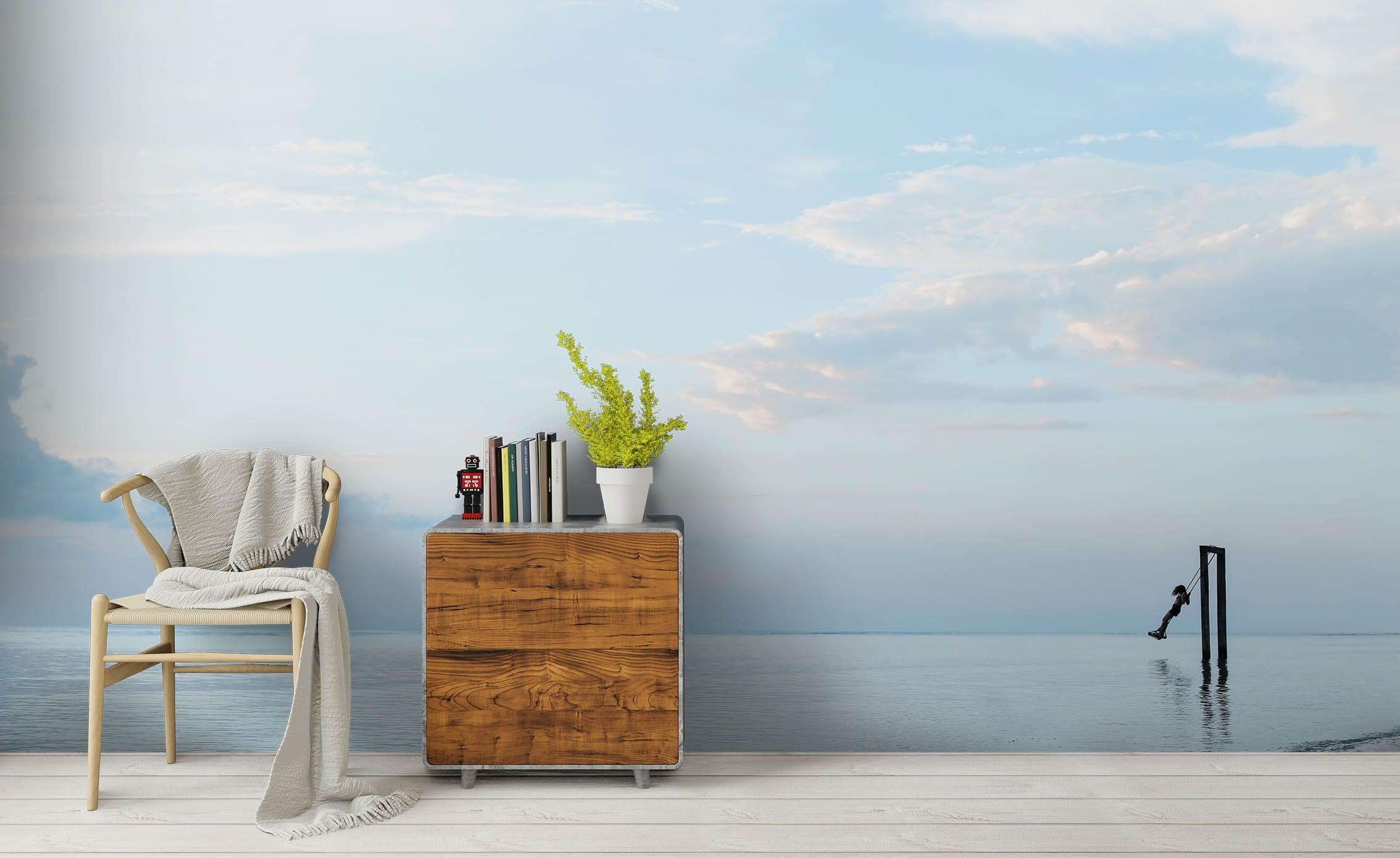 3D Blue Sky White Clouds Sea Wall Mural Wallpaper 2- Jess Art Decoration