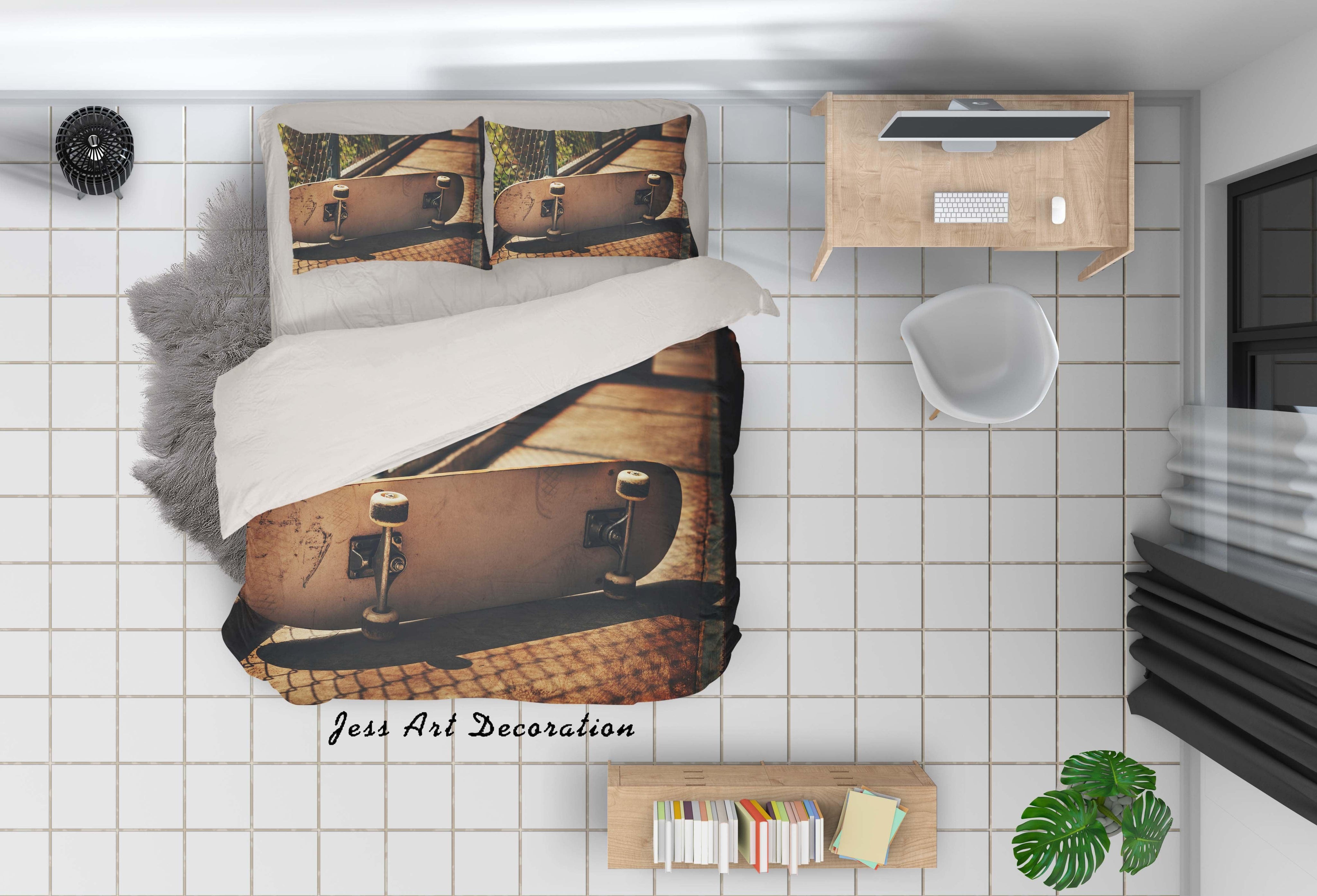3D Skateboard Quilt Cover Set Bedding Set Pillowcases 66- Jess Art Decoration