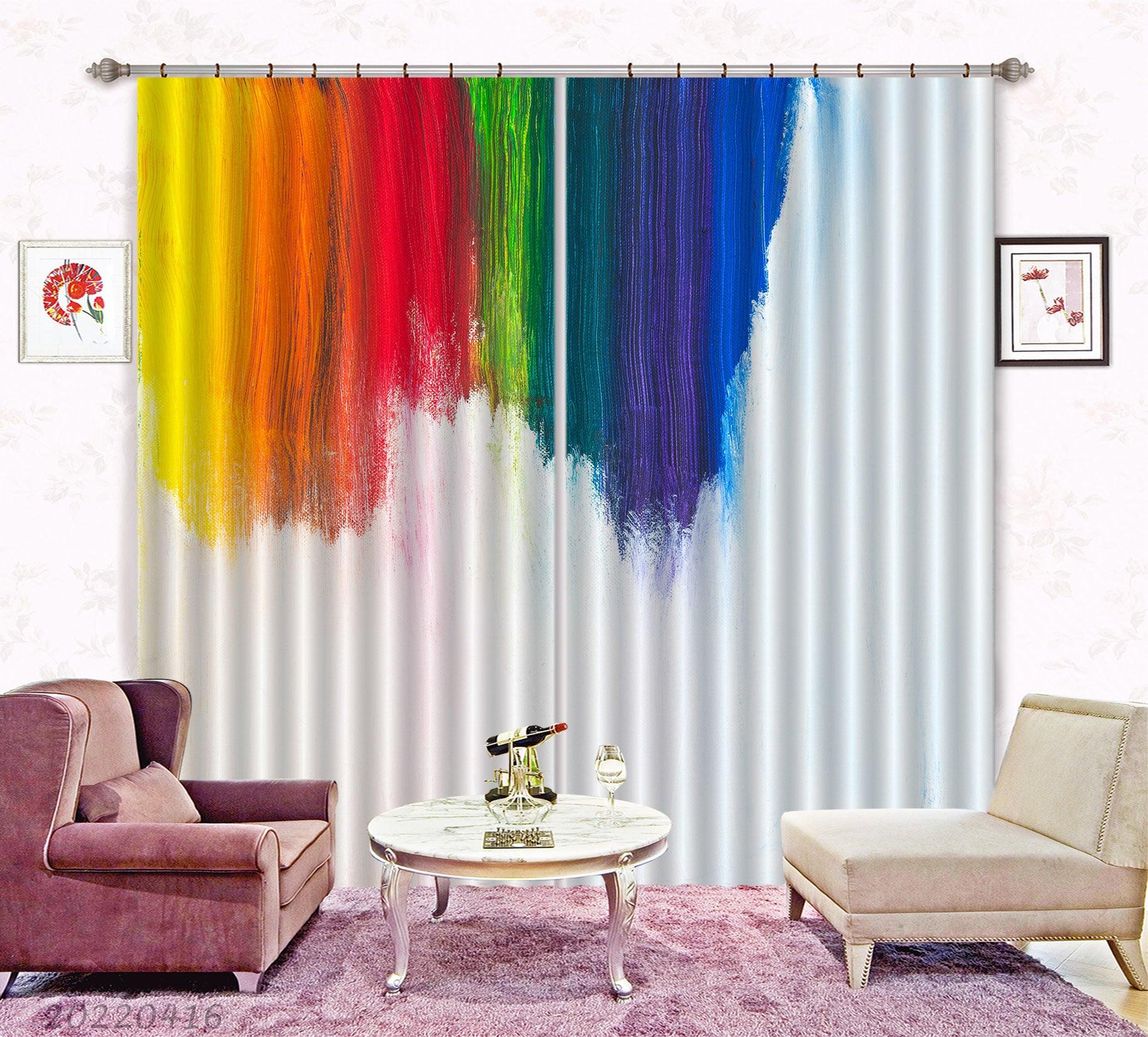 3D Abstract Colorful Paint Texture Pattern Curtains and Drapes GD 4422- Jess Art Decoration