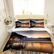 3D Sunset Sky Lake Landscape Quilt Cover Set Bedding Set Duvet Cover Pillowcases 131- Jess Art Decoration