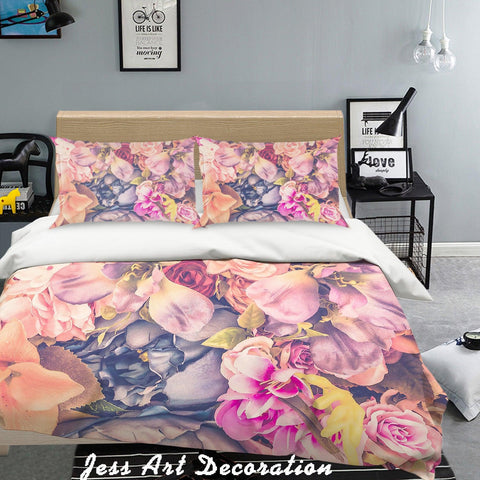 3D Red Flowers Quilt Cover Set Bedding Set Pillowcases  95- Jess Art Decoration