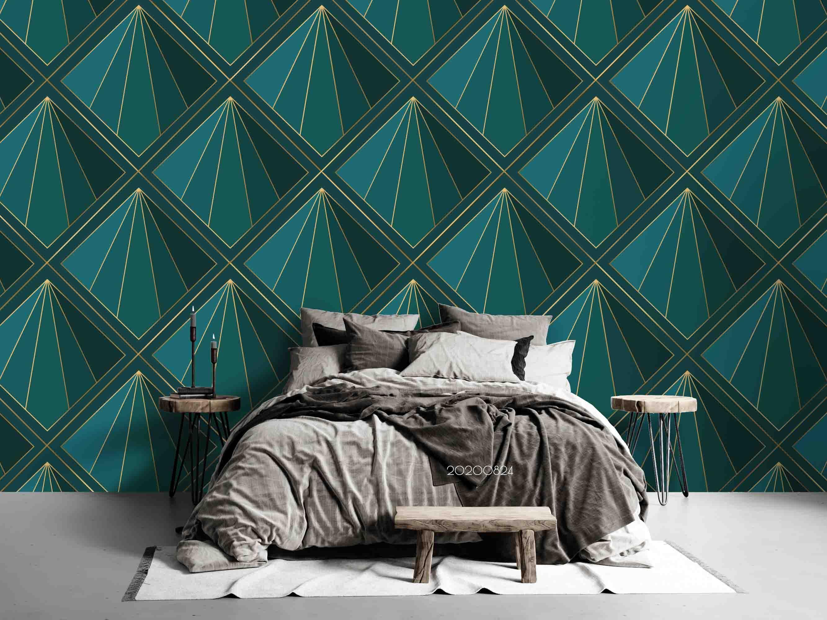 3D Abstract Green Geometric Art Decoration Wall Mural Wallpaper 82 LQH- Jess Art Decoration