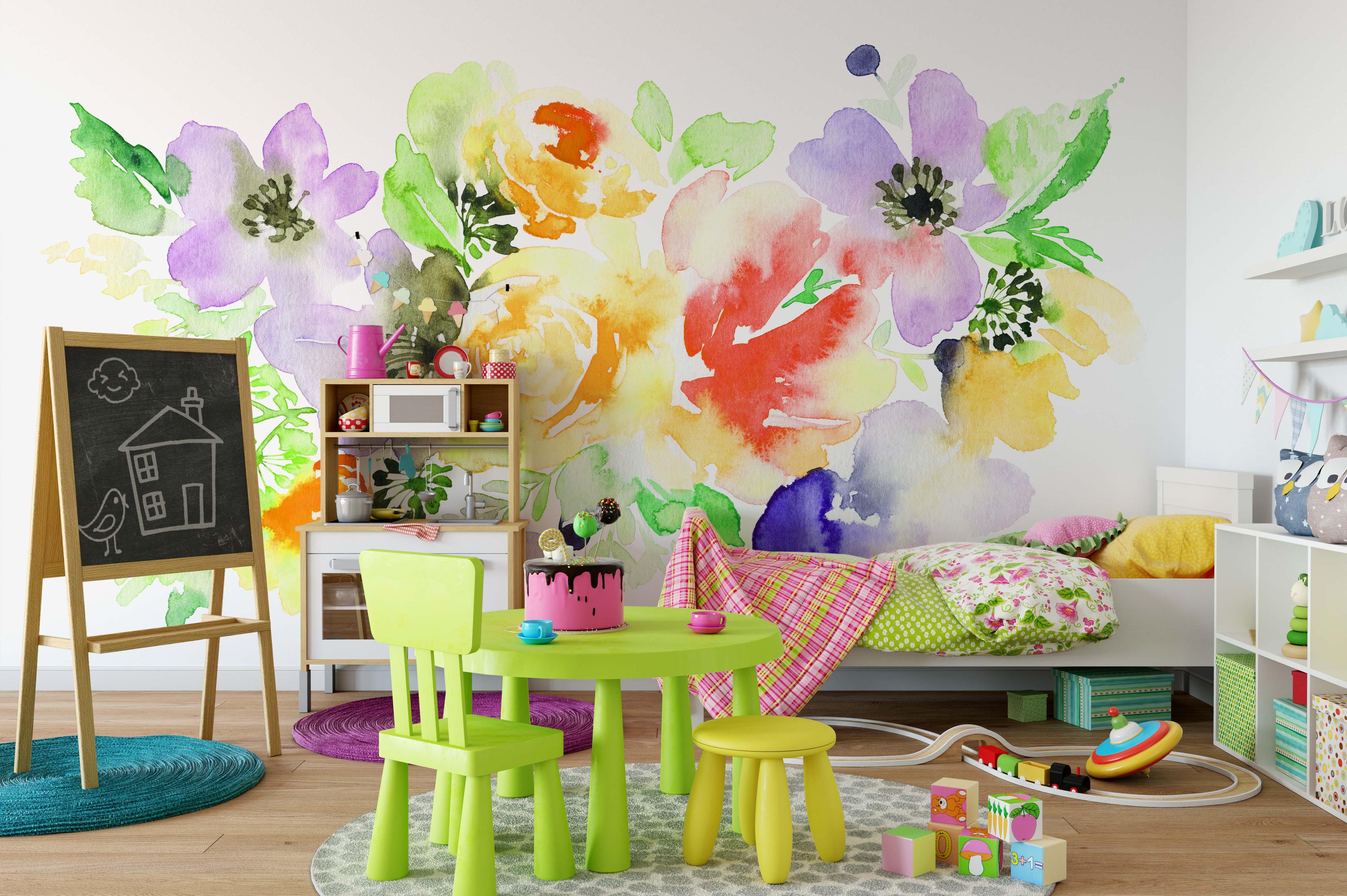 3D Watercolor Flowers Wall Mural Wallpaper 29- Jess Art Decoration