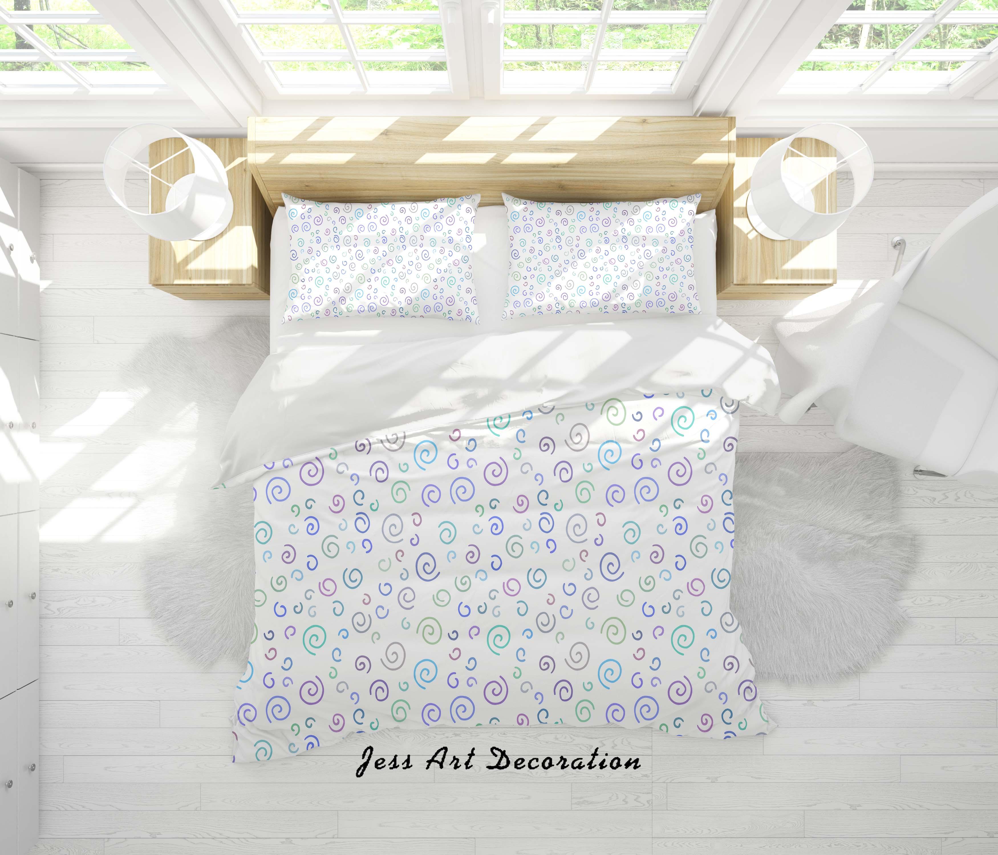 3D White Blue Purple Patterns Quilt Cover Set Bedding Set Duvet Cover Pillowcases SF73- Jess Art Decoration