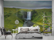 3D Green Mountain Waterfall Landscape Wall Mural Wallpaper LQH 232- Jess Art Decoration