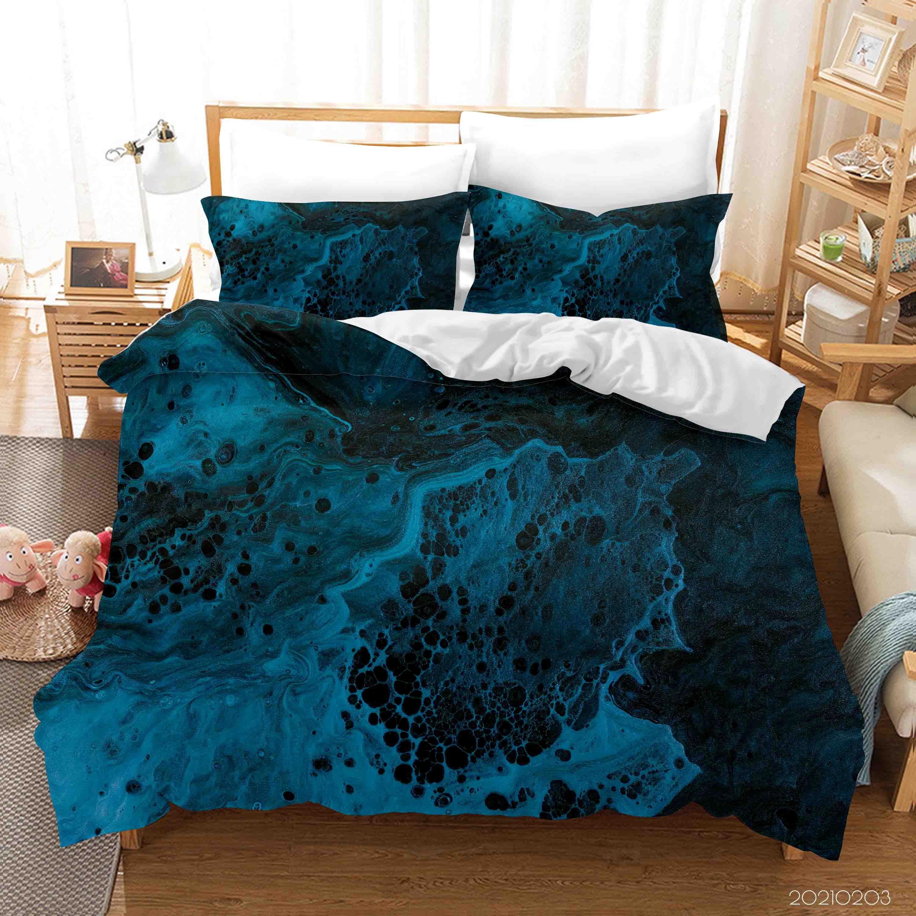 3D Abstract Blue Marble Texture Quilt Cover Set Bedding Set Duvet Cover Pillowcases 98- Jess Art Decoration