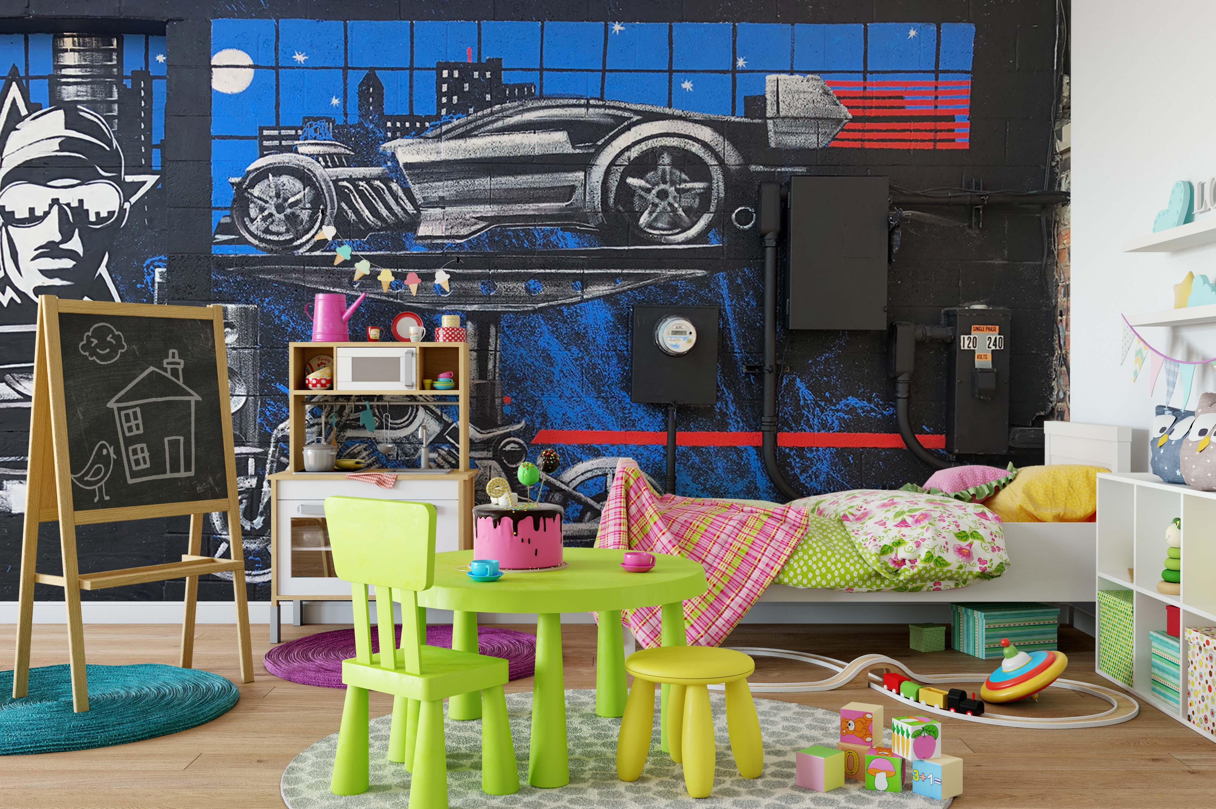3D Blue Garage Wall Mural Wallpaper B12- Jess Art Decoration