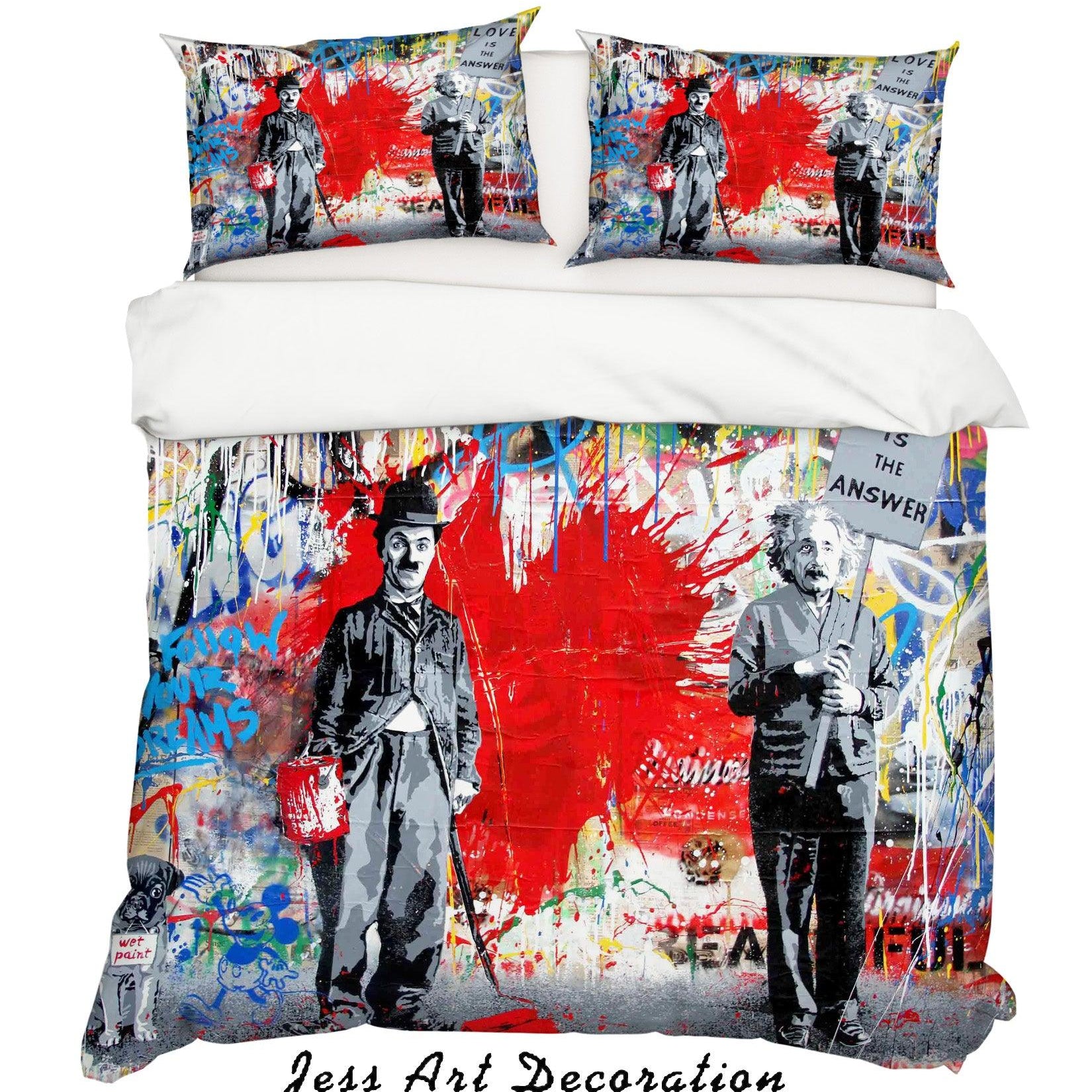 3D  Juxtapose Red Heart Graffiti Quilt Cover Set Bedding Set Duvet Cover Pillowcases  ZY D90- Jess Art Decoration