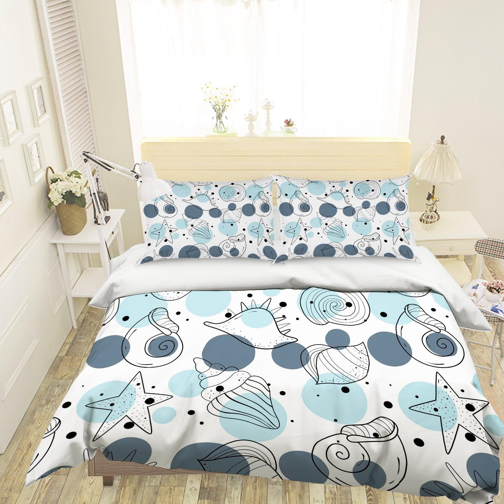 3D Cartoon Starfish Shell Quilt Cover Set Bedding Set Pillowcases 103- Jess Art Decoration