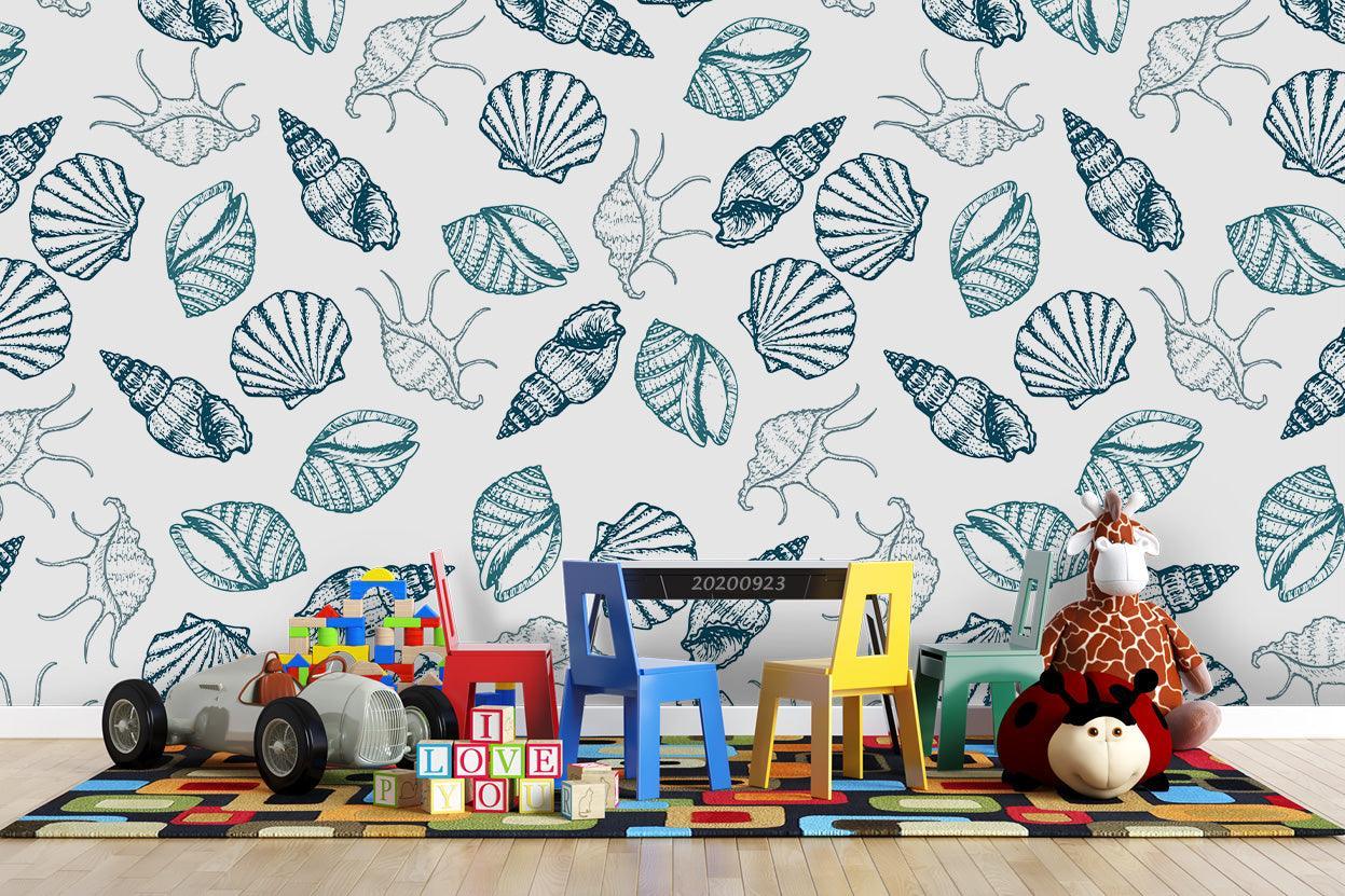 3D Sea Animals Starfish Shells Pattern Wall Mural Wallpaper WJ 3171- Jess Art Decoration