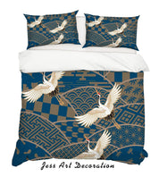 3D White Crane Quilt Cover Set Bedding Set Pillowcases 57- Jess Art Decoration