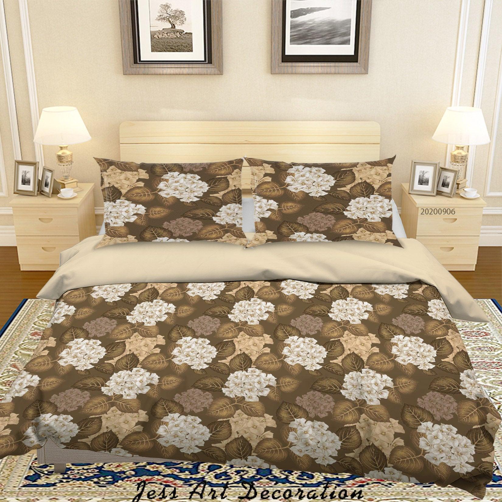 3D Vintage Leaves White Floral Pattern Quilt Cover Set Bedding Set Duvet Cover Pillowcases WJ 3644- Jess Art Decoration