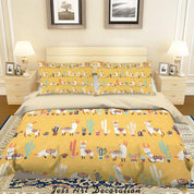 3D Yellow Triangle Alpaca Cactus Quilt Cover Set Bedding Set Duvet Cover Pillowcases SF9- Jess Art Decoration