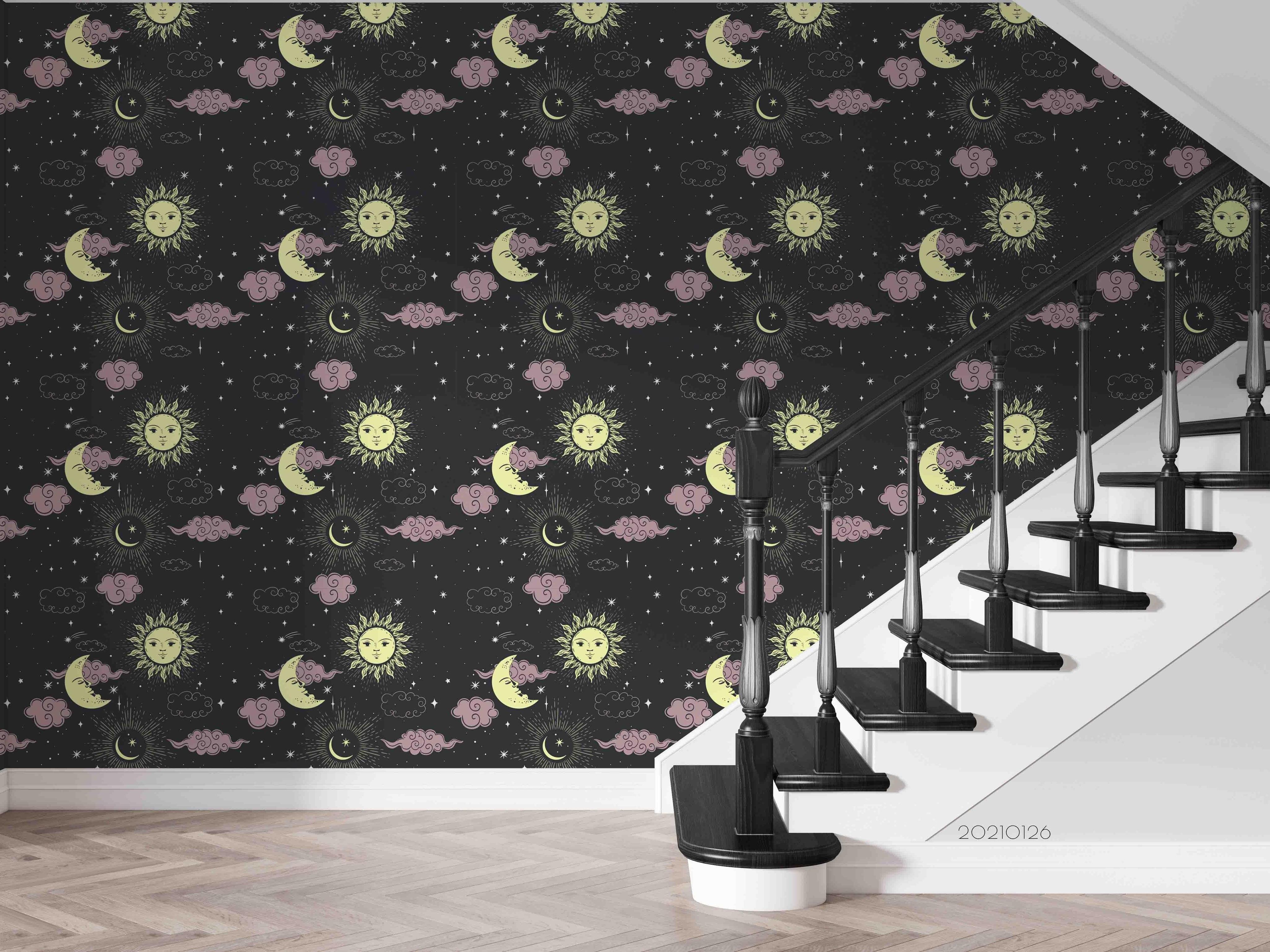 3D Cartoon Sun Moon Cloud Wall Mural Wallpaper LQH 51- Jess Art Decoration