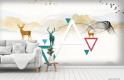 3D Abstract Mountain Forest Elk Landscape Wall Mural Wallpaper LQH 218- Jess Art Decoration