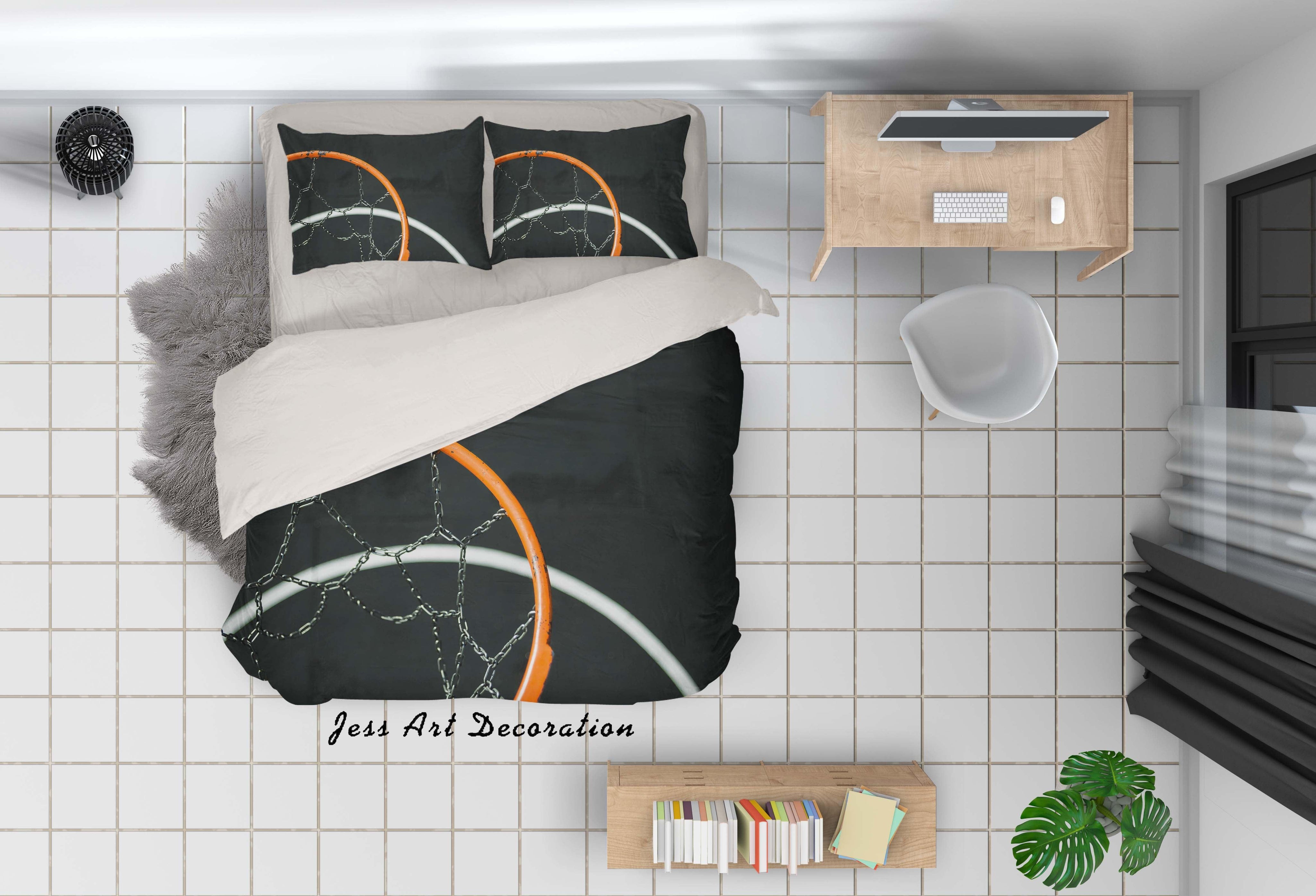3D Black Basketball Hoop Quilt Cover Set Bedding Set Pillowcases 86- Jess Art Decoration