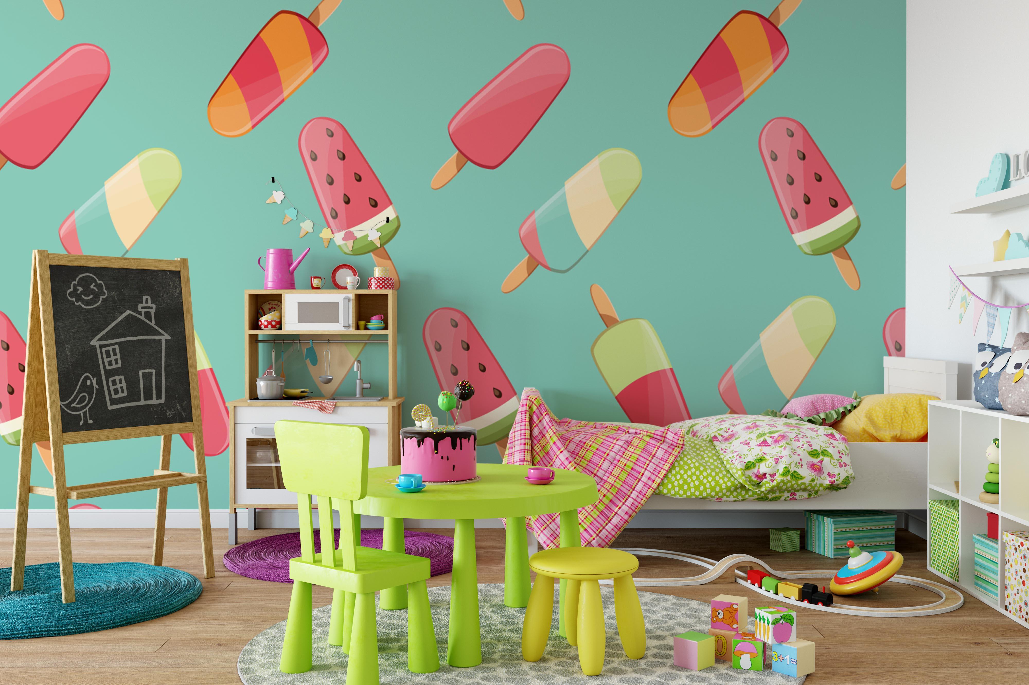 3D Ice Cream Green Wall Mural Wallpaper 34- Jess Art Decoration