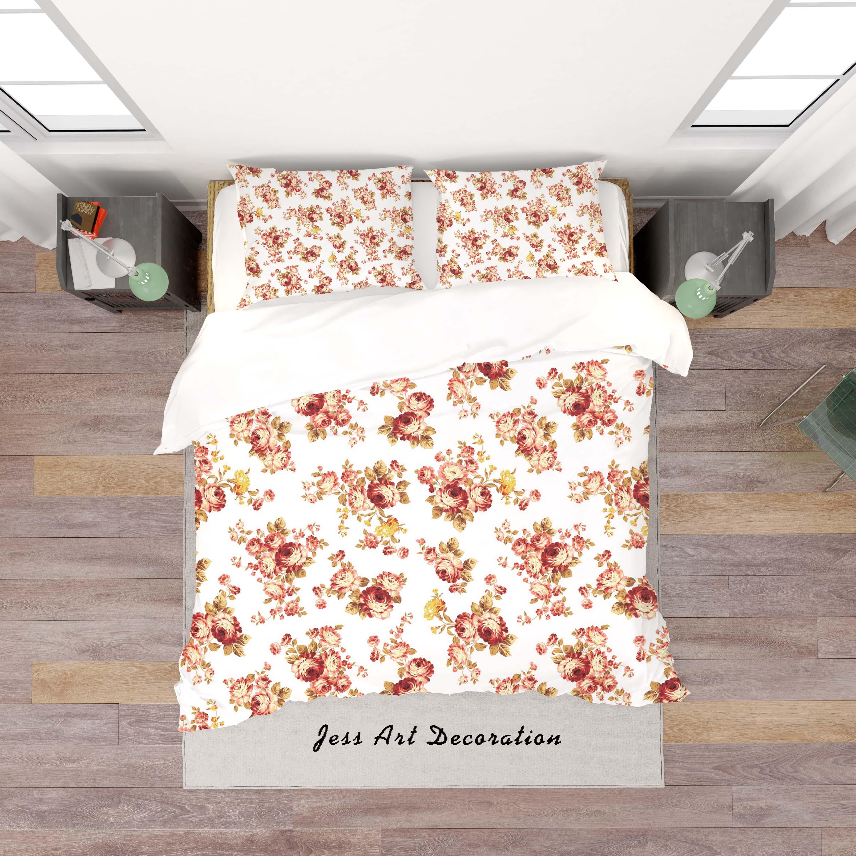 3D White Flowers Quilt Cover Set Bedding Set Duvet Cover Pillowcases SF145- Jess Art Decoration