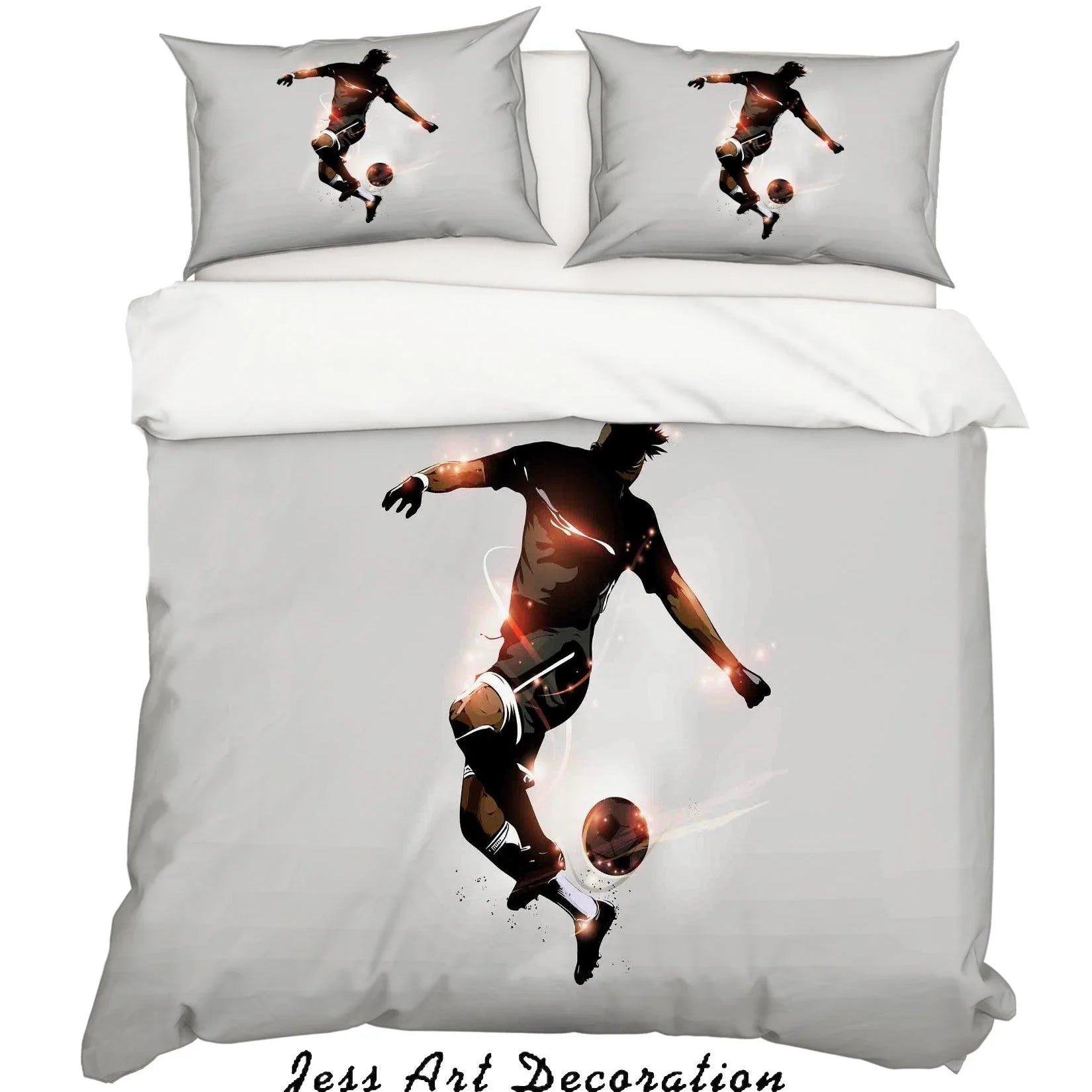 3D Soccer Player Quilt Cover Set Bedding Set Pillowcases 04- Jess Art Decoration