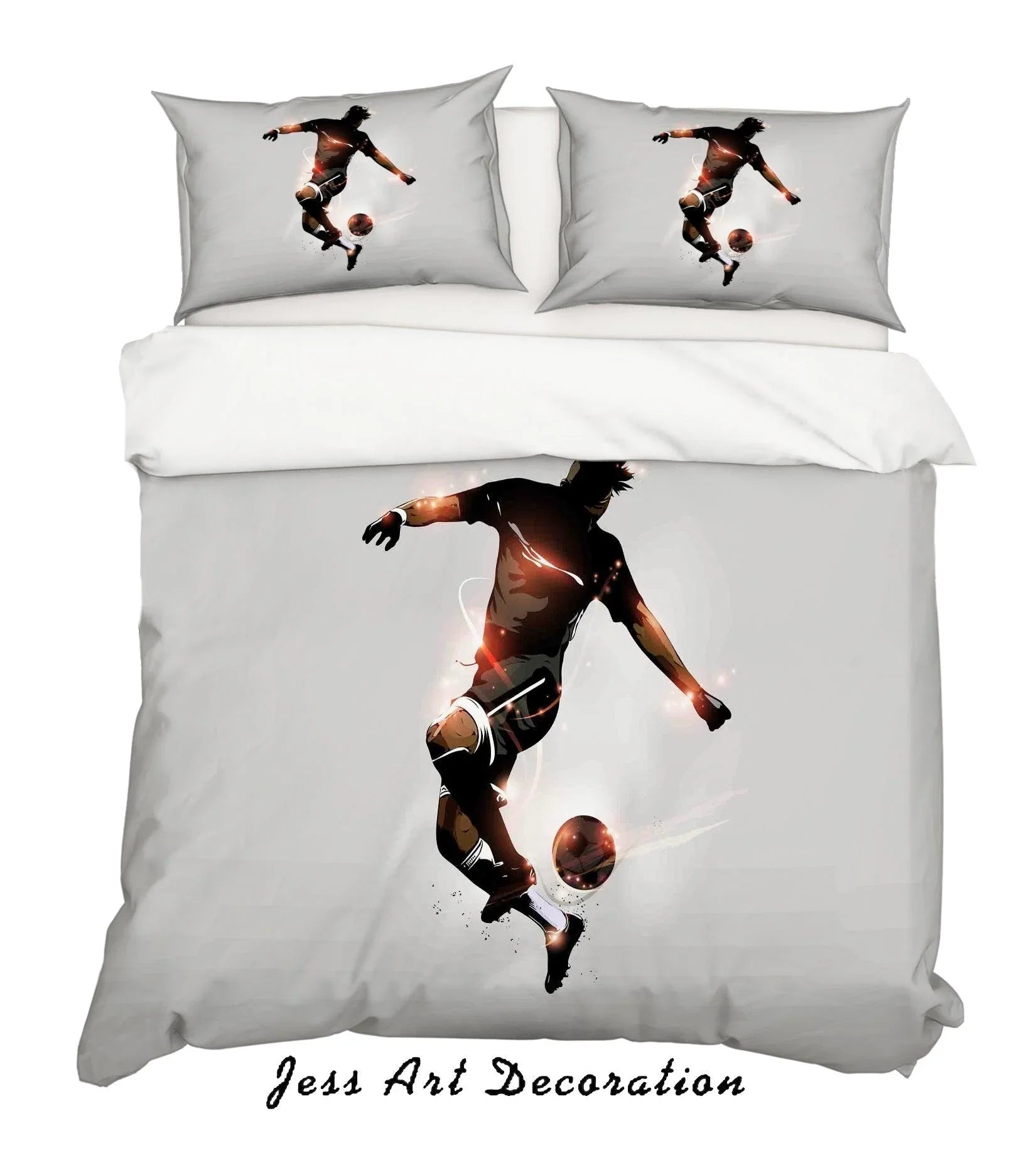 3D Soccer Player Quilt Cover Set Bedding Set Pillowcases 04- Jess Art Decoration